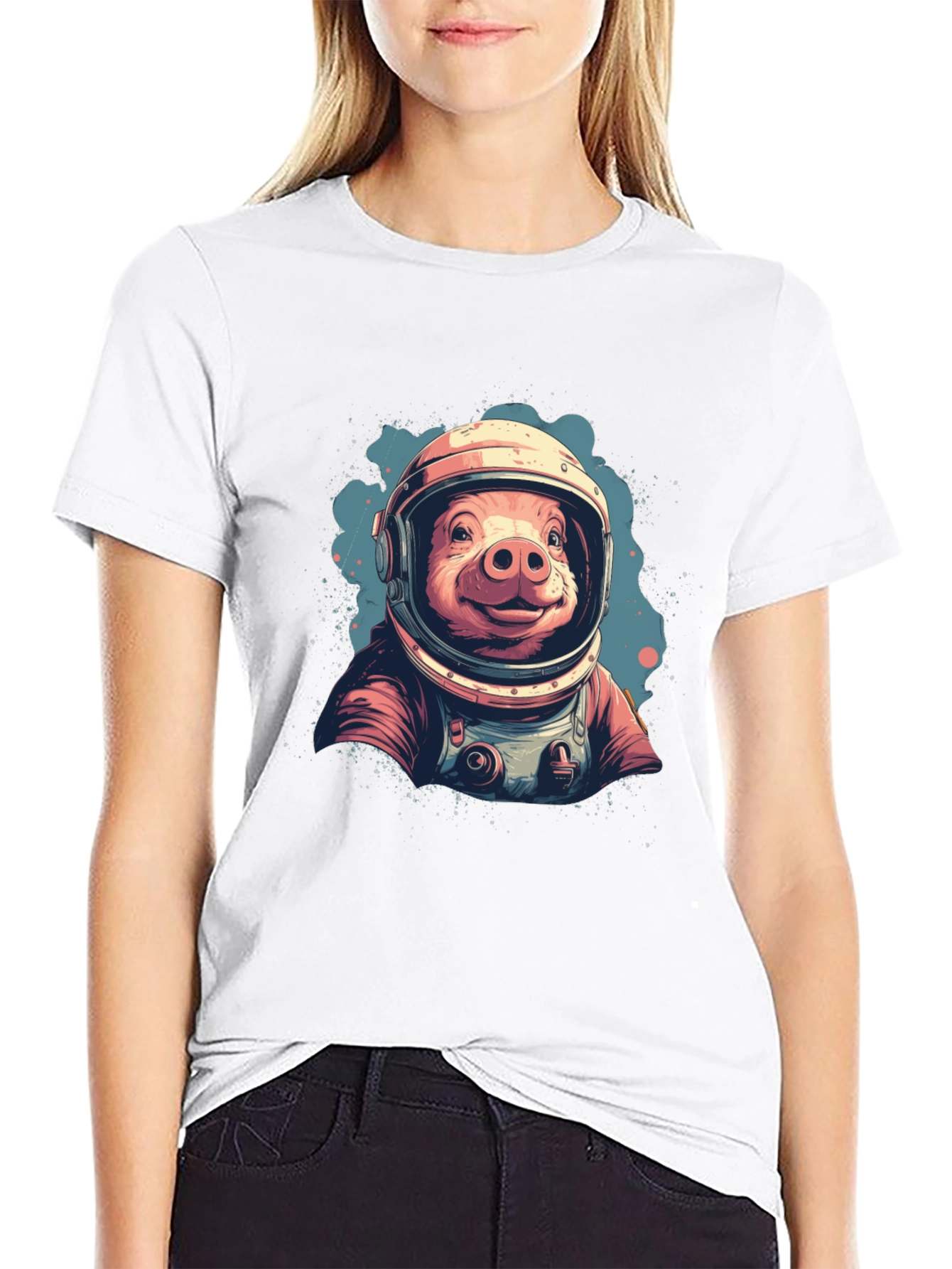 Black Astronaut Pig T-Shirt - Space Hog Tee view 9