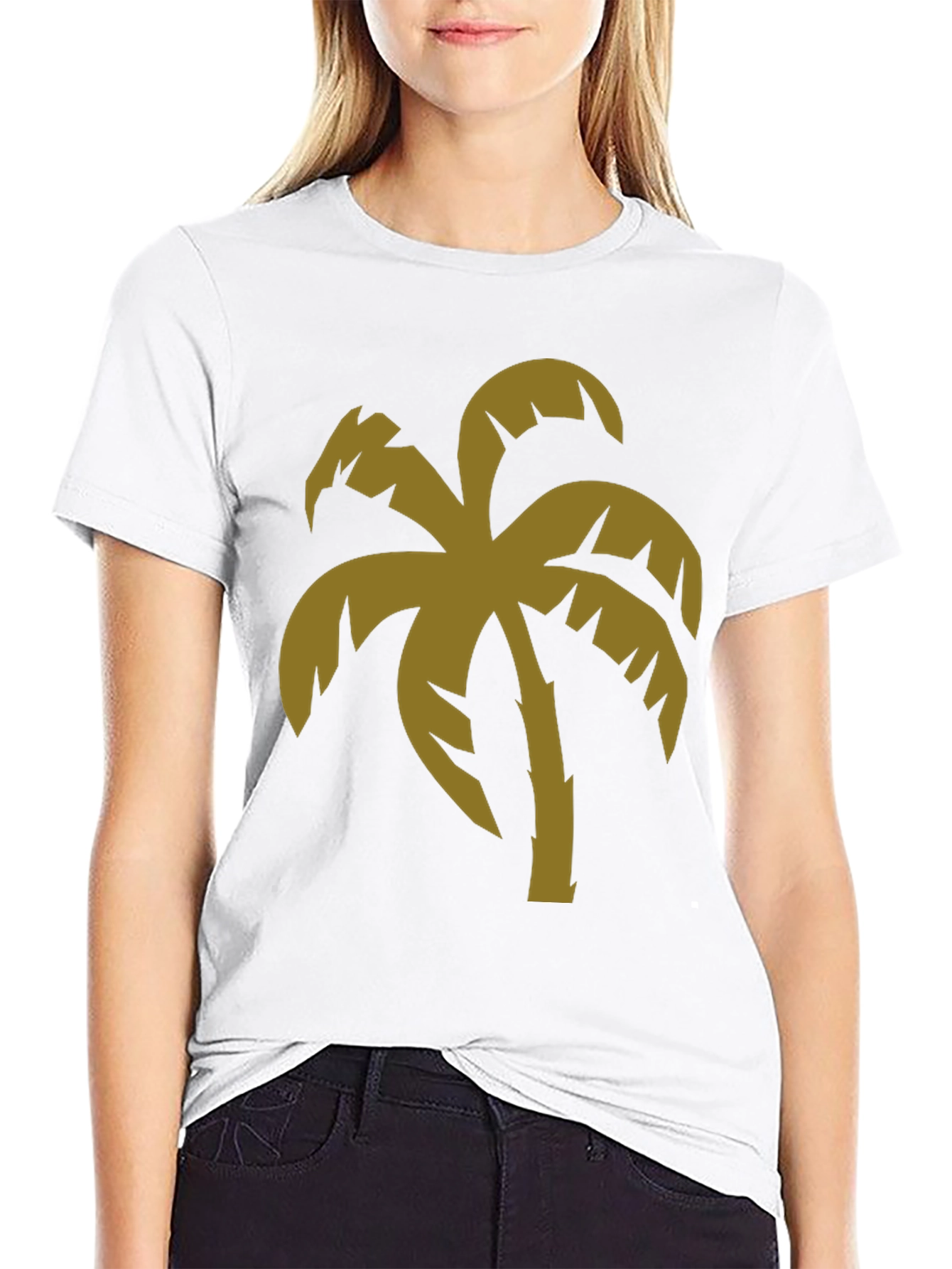 Black Tropical Palm Tree Graphic Black T-Shirt view 9