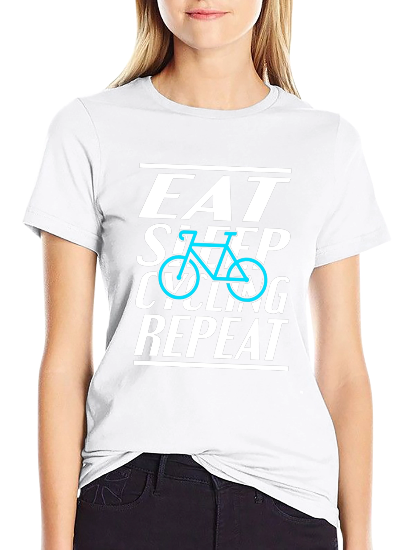 Black Eat Sleep Cycling Repeat Black T-Shirt view 9