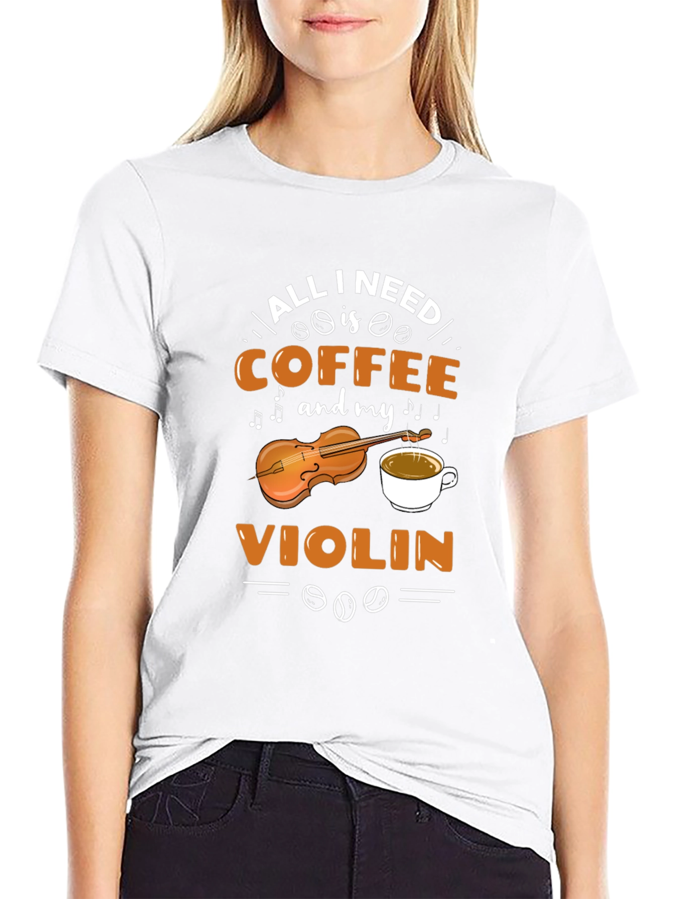 Black Coffee & Violin Graphic Tee - Music Lover Shirt view 9
