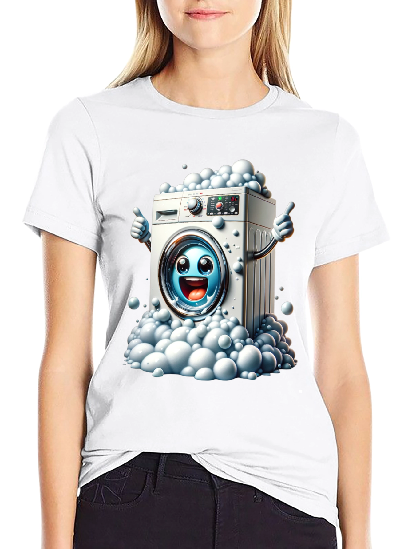 Black Funny Washing Machine Graphic Tee view 9