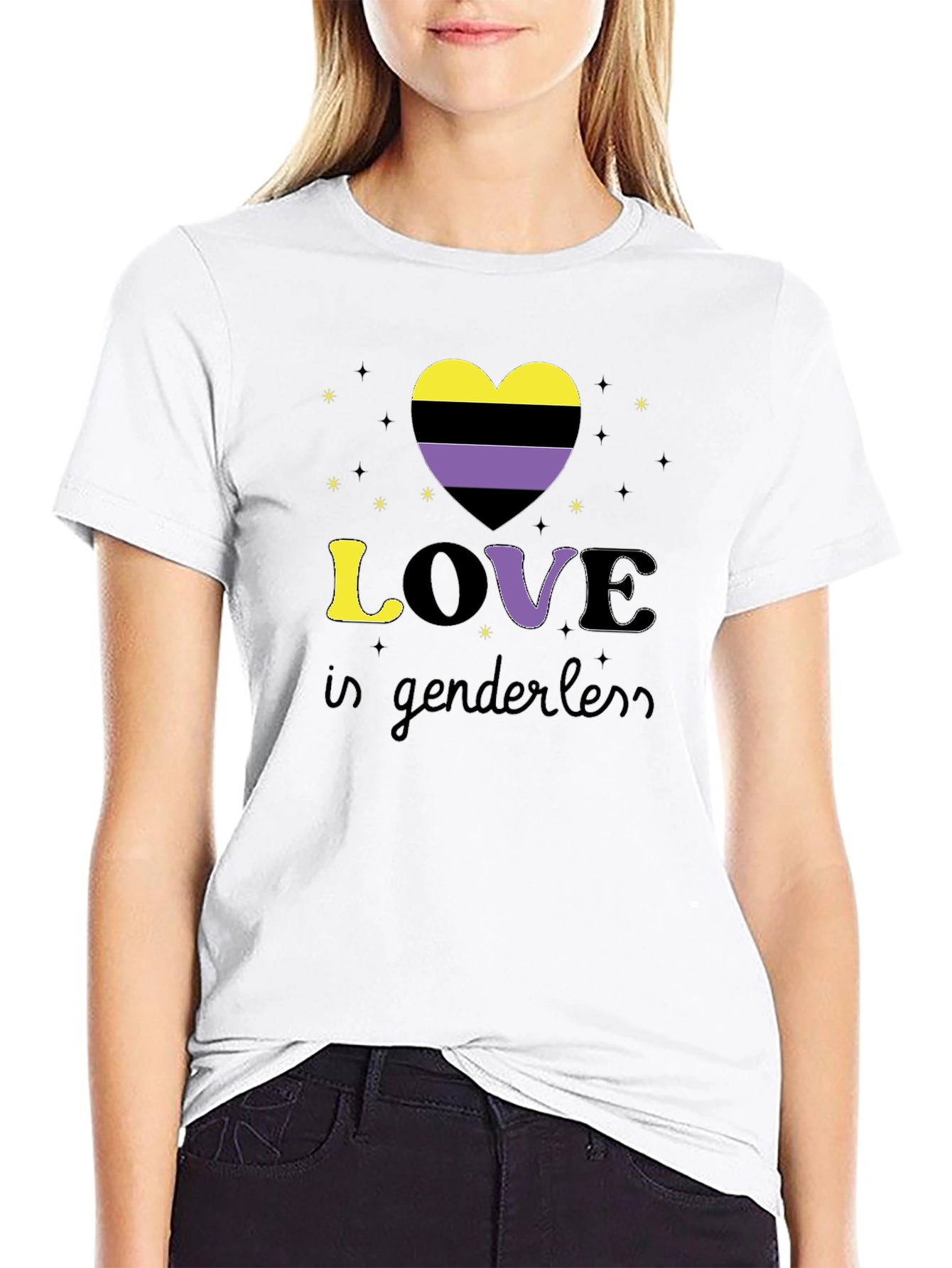 Non-Binary Pride Love is Genderless Graphic T-Shirt - 9