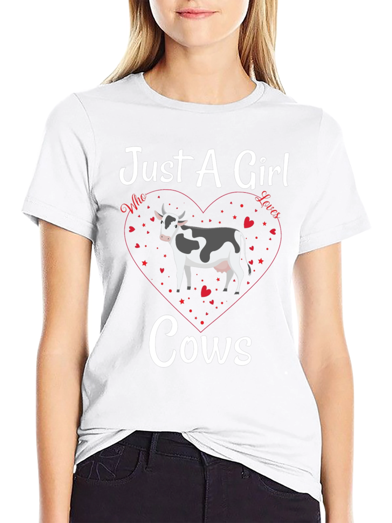 Black Just A Girl Who Loves Cows Graphic Tee view 9