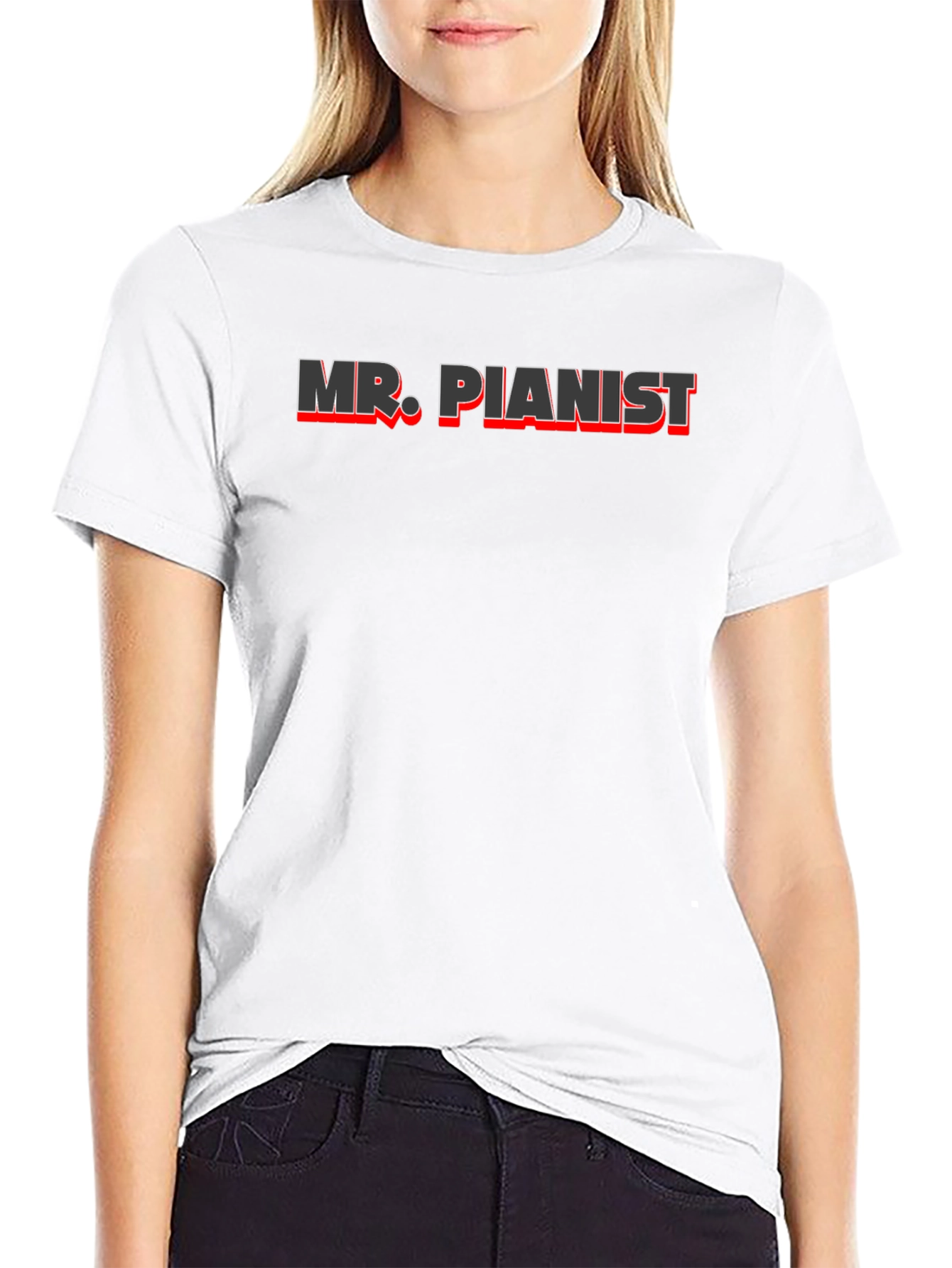 Black Mr. Pianist Graphic T-Shirt - Music Lover Tee view 9