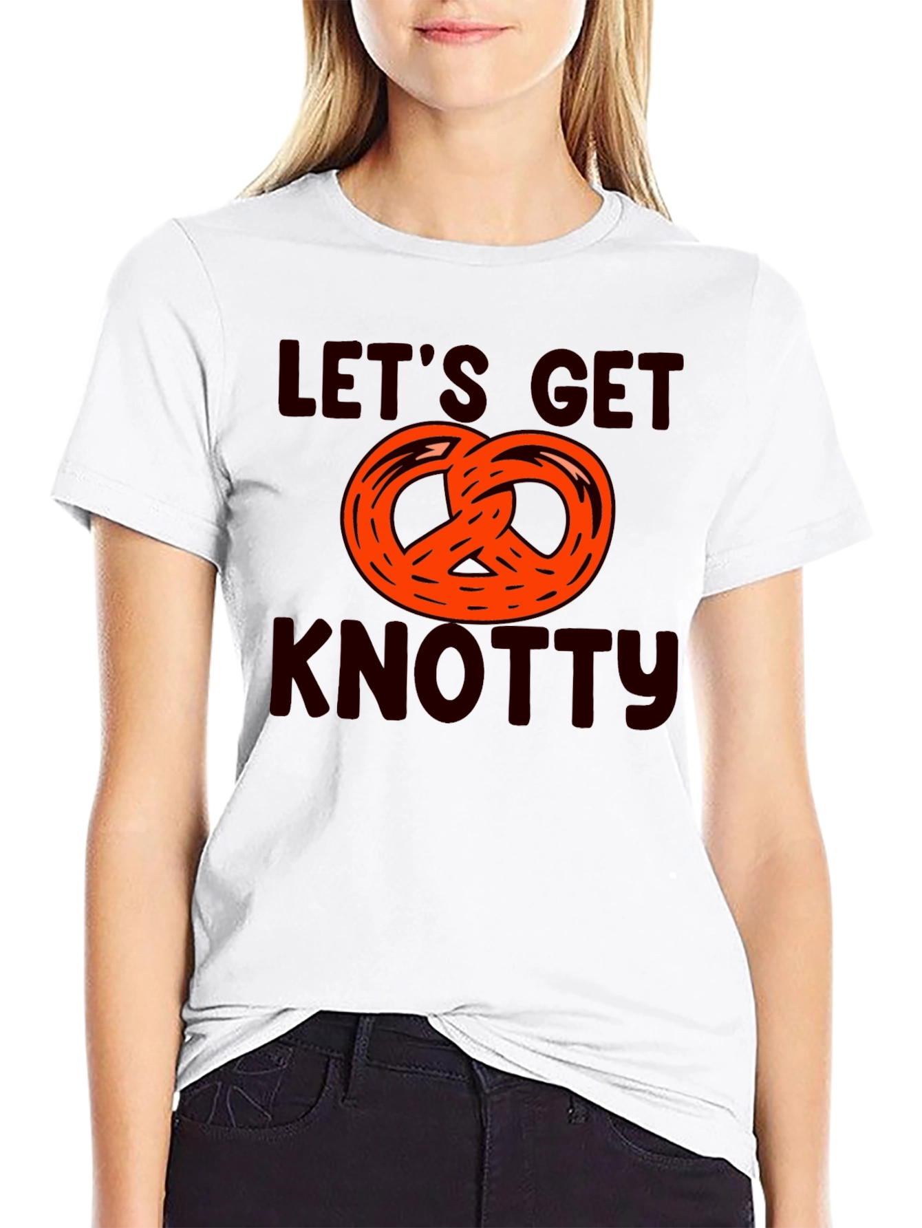 Black Let's Get Knotty Pretzel Graphic T-Shirt view 9