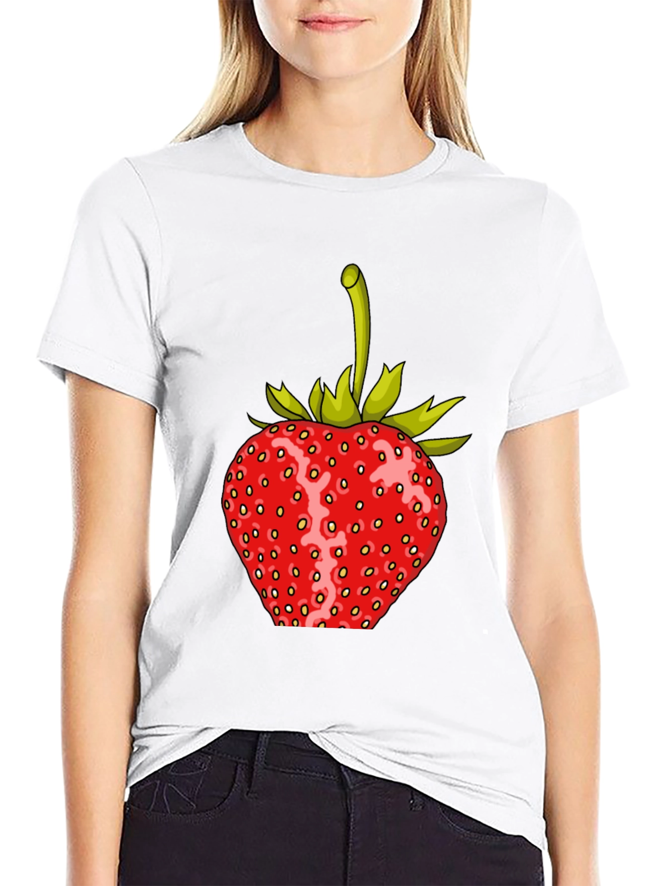 Black Strawberry Graphic Print T-Shirt view 9