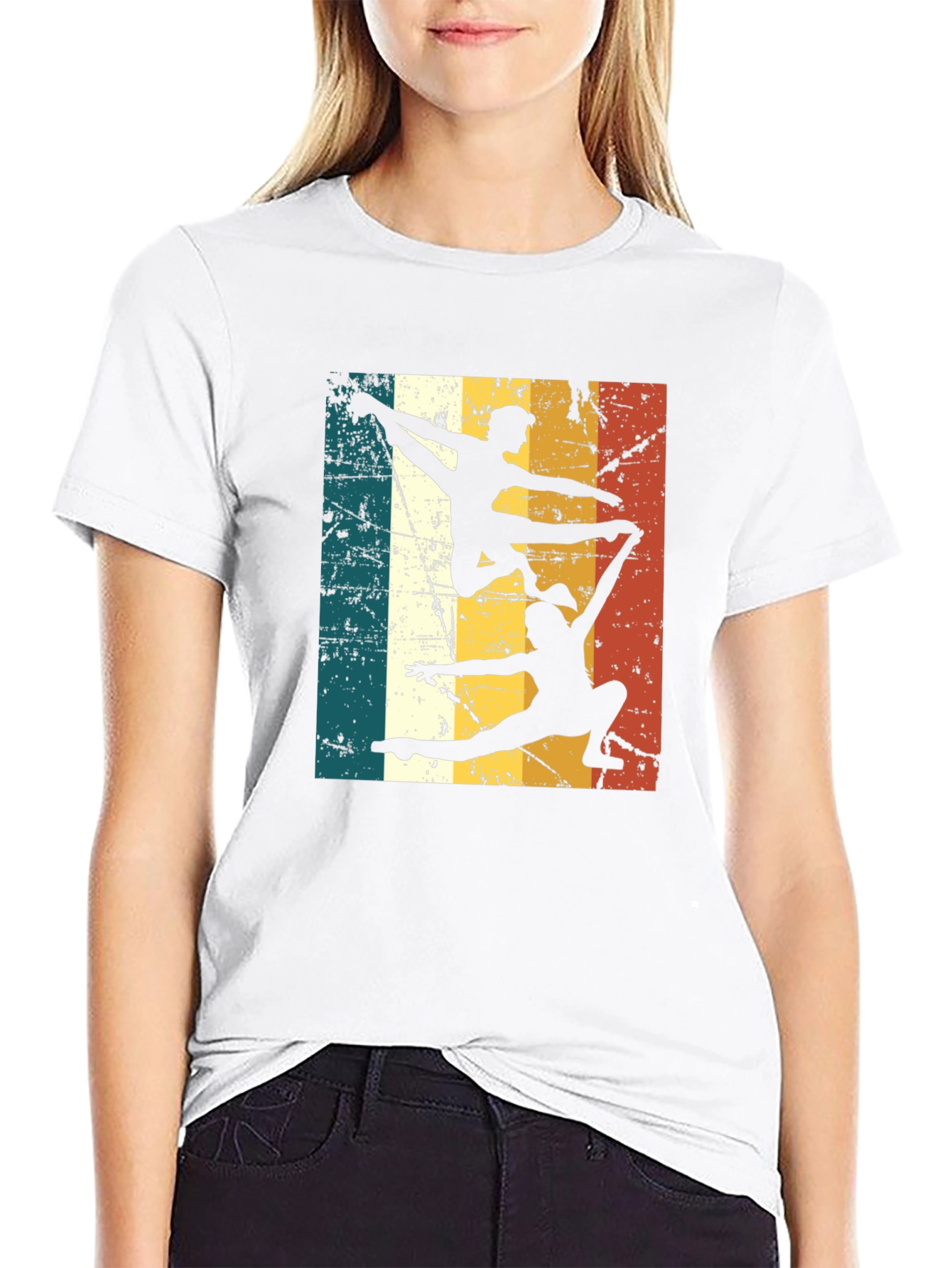 Black Retro Gymnastics Silhouette T-Shirt view 9