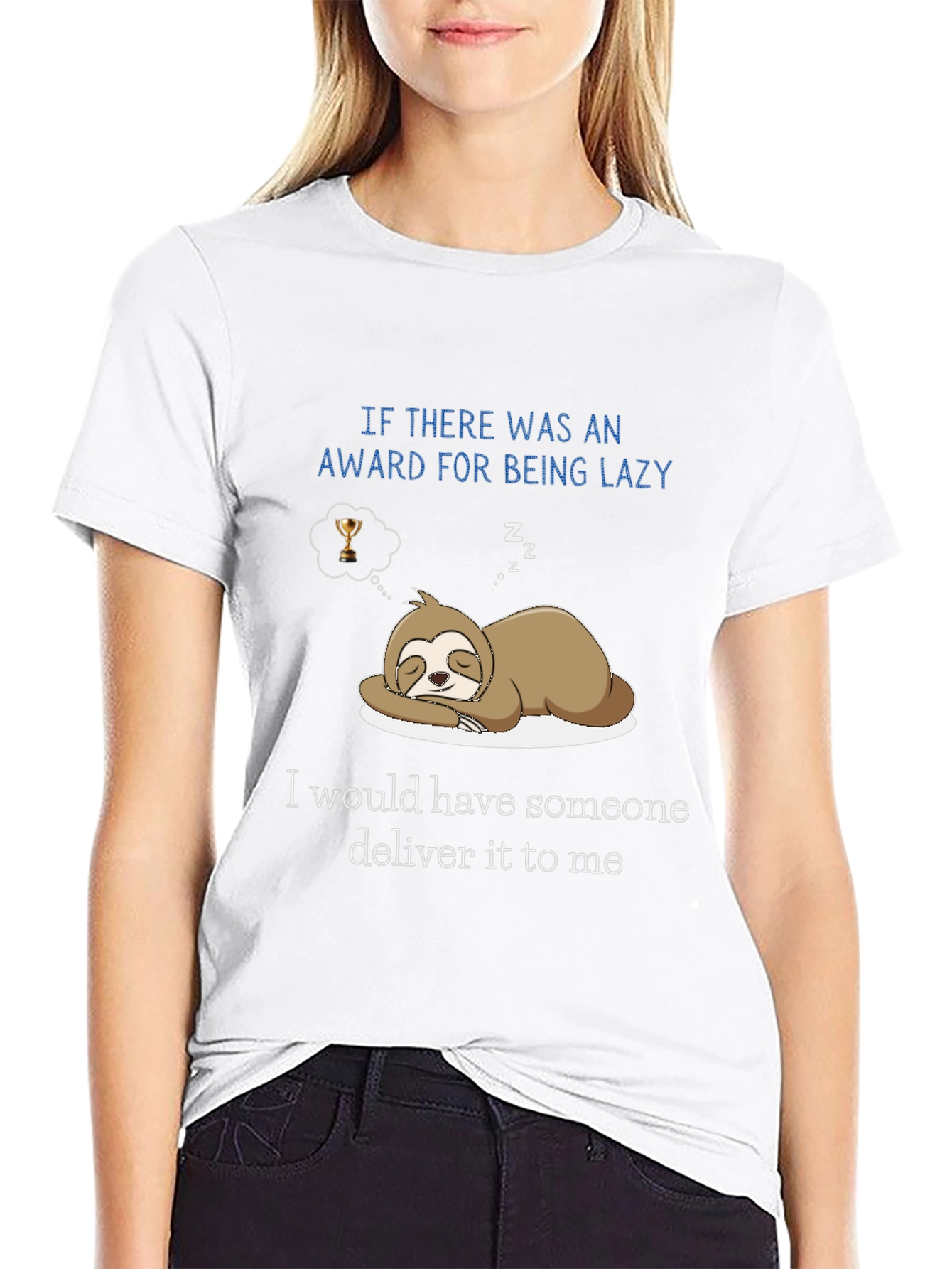 Black Lazy Sloth Award Delivery T-Shirt view 9