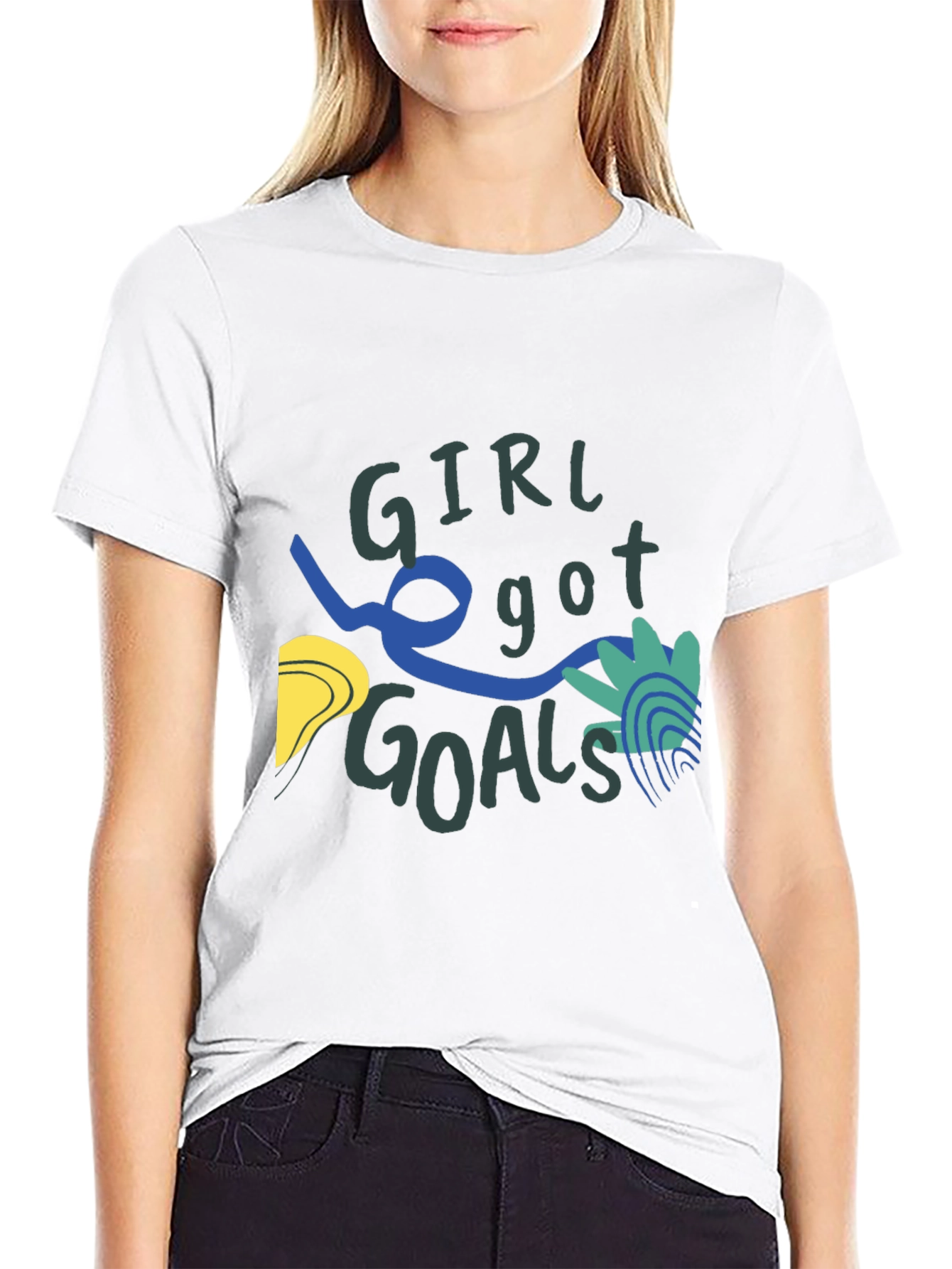 Black Girl Got Goals Graphic Tee - Black Casual T-Shirt view 9