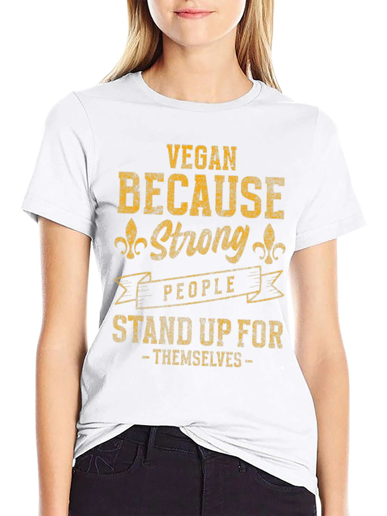 Black Vegan Strong People T-Shirt view 9