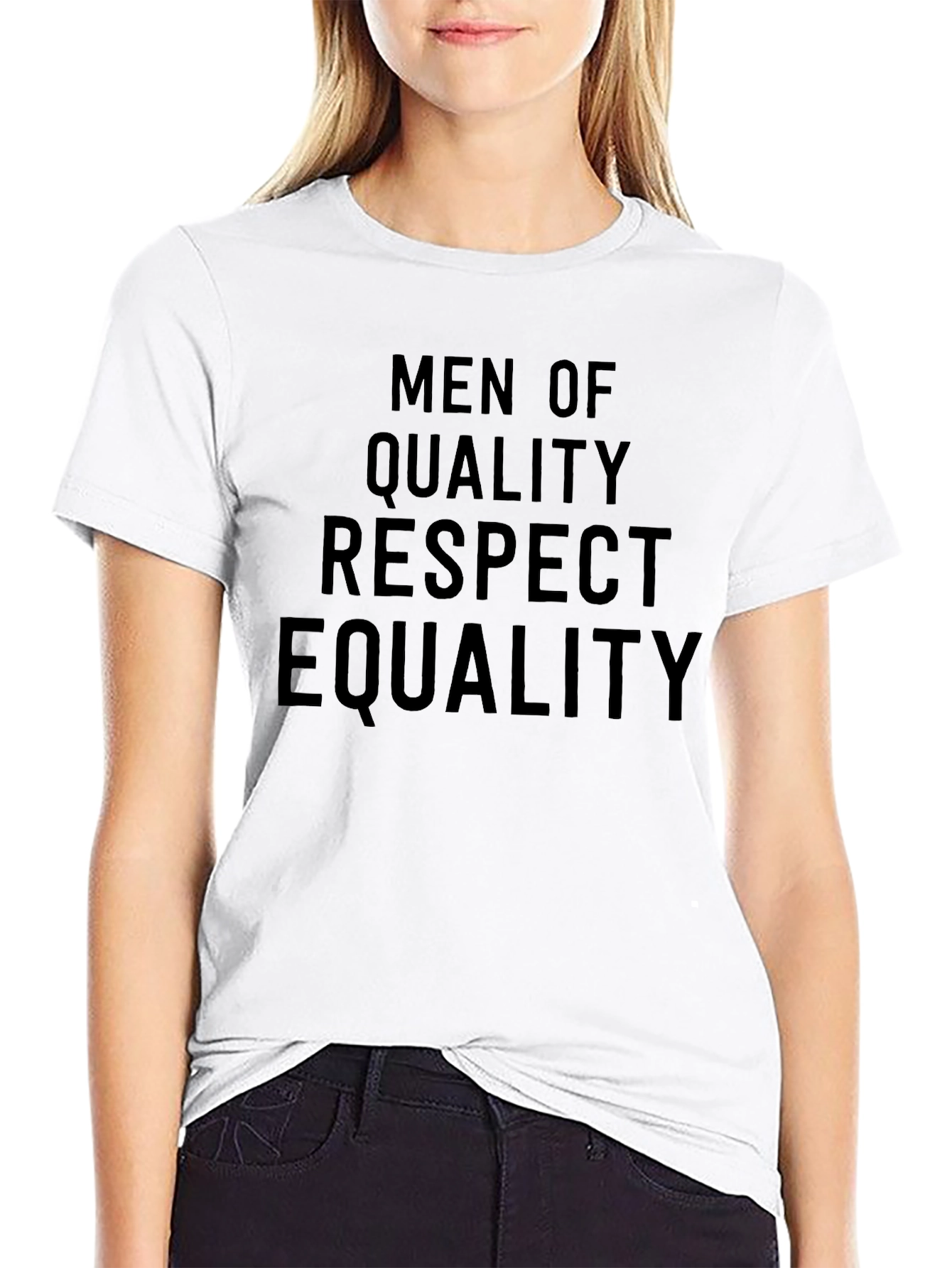 Black Men of Quality Respect Equality Black T-Shirt view 9