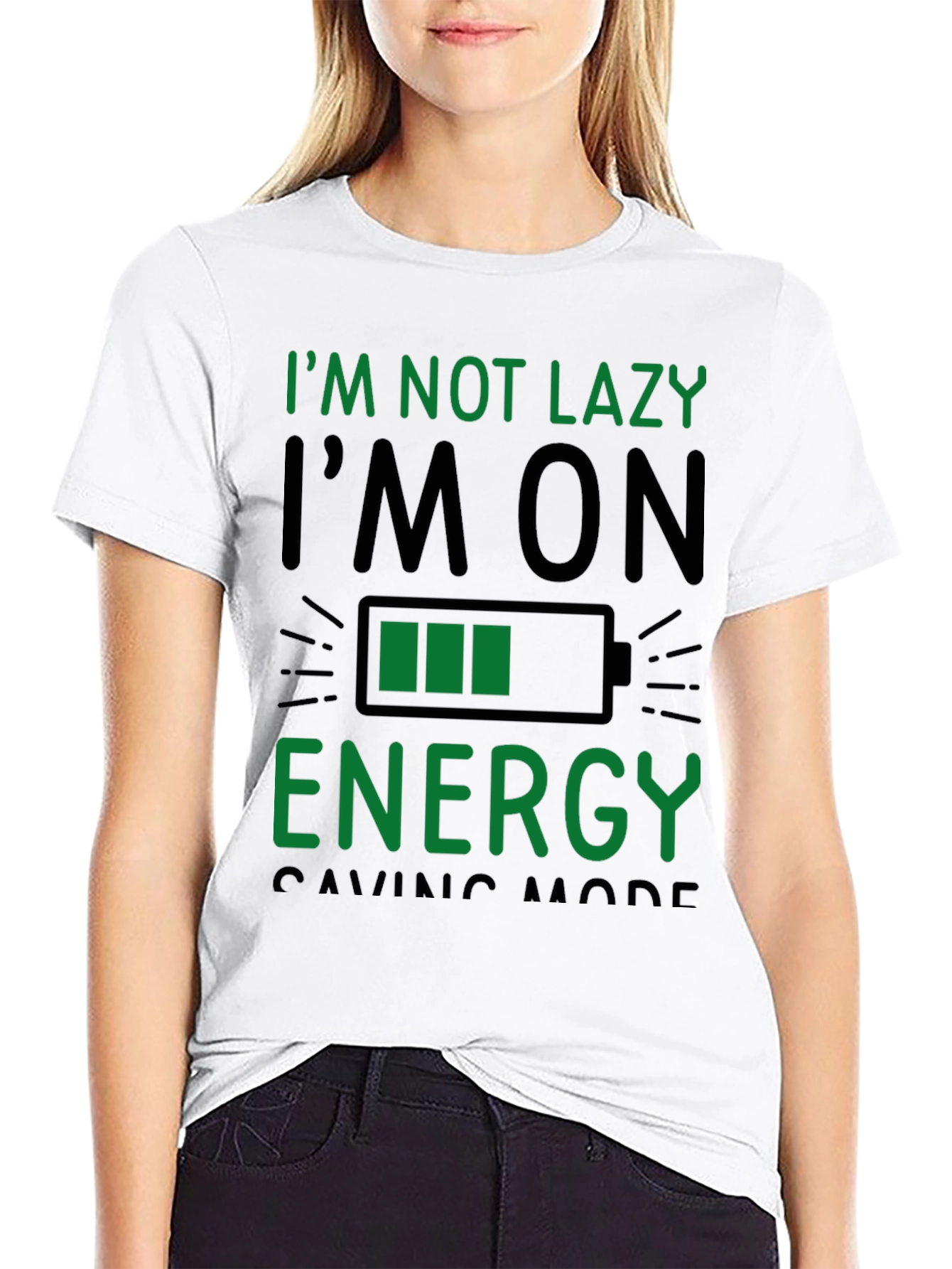 Black Funny Energy Saving Mode Black T-Shirt view 9