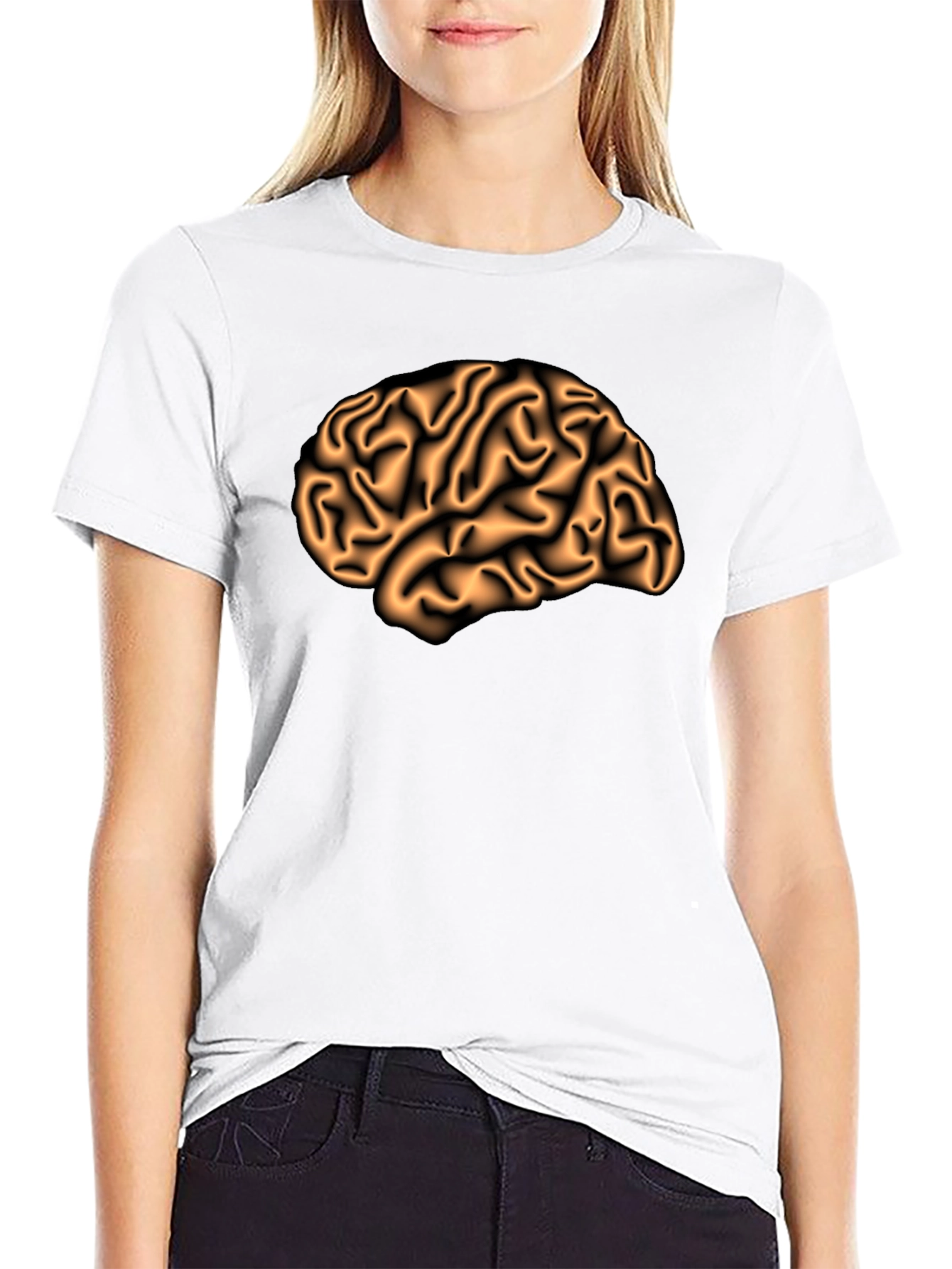 Black Brain Graphic Print Black T-Shirt view 9