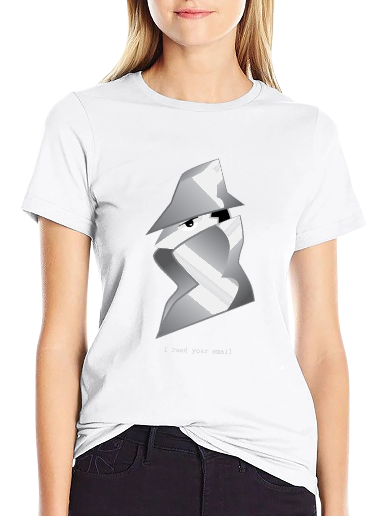 Black Spy Email Reader Graphic T-Shirt - Black view 9