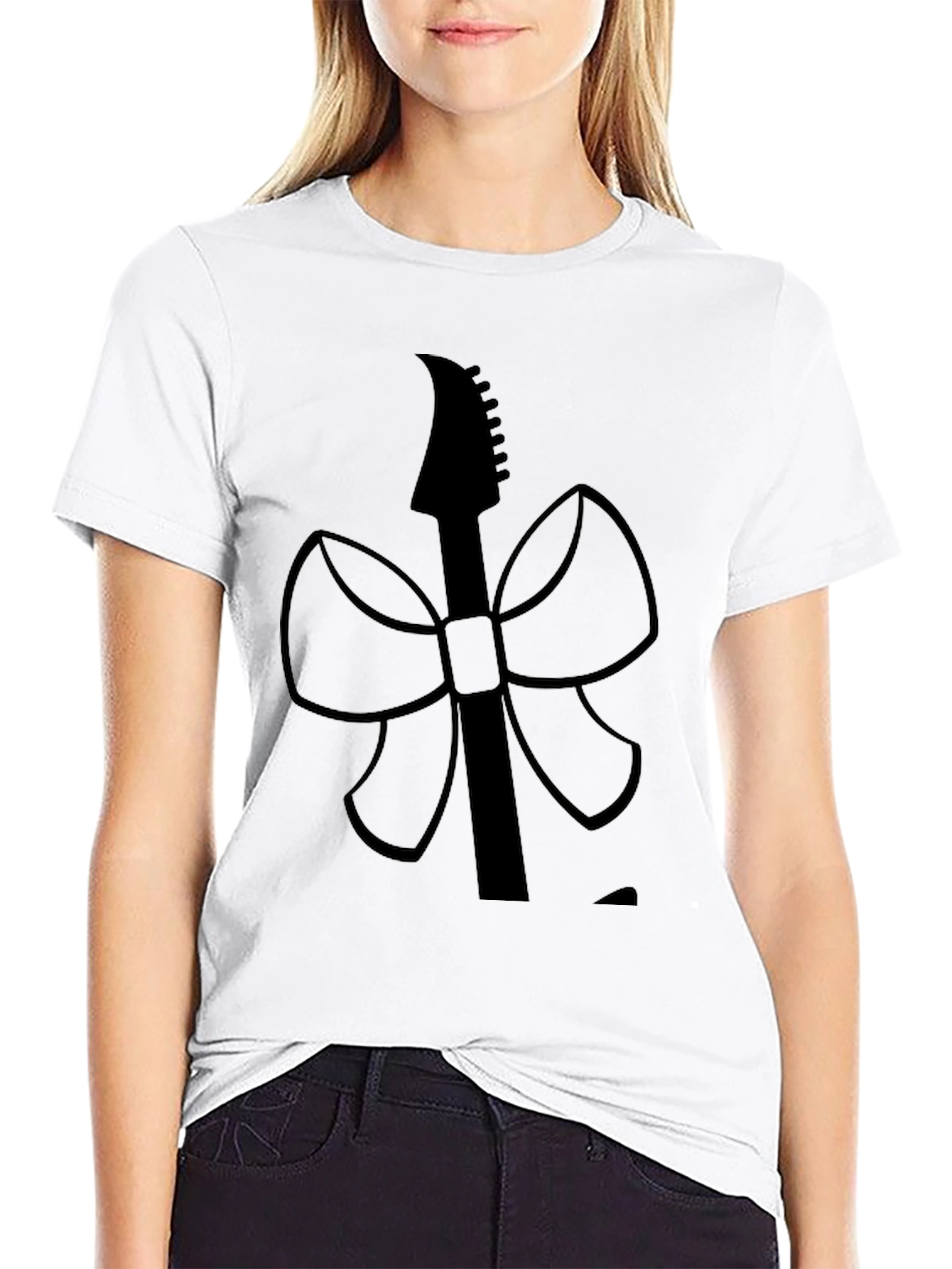 Black Guitar Bow Graphic Tee view 9