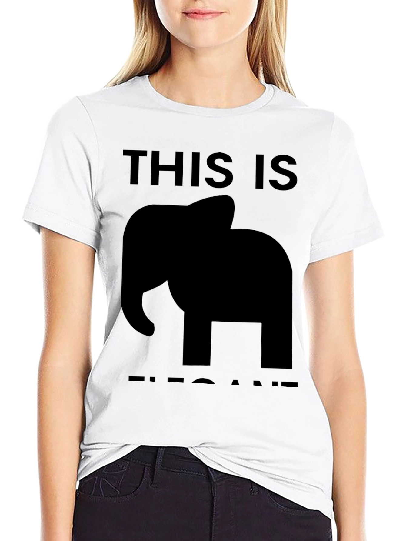 Black Elephant Pun Graphic Tee - This is ELEPHANT view 9