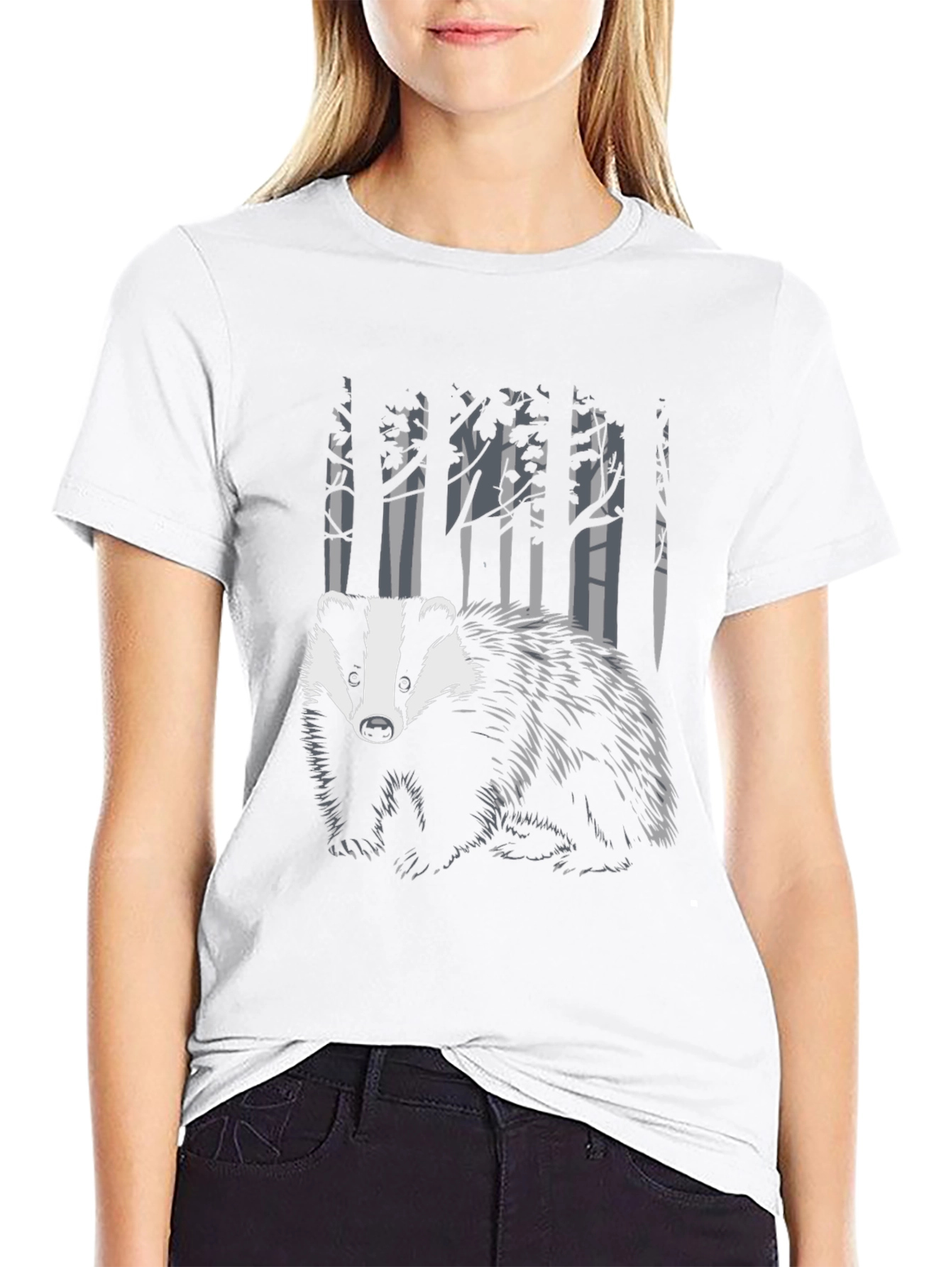 Black Badger in the Woods Graphic Tee - Black view 9