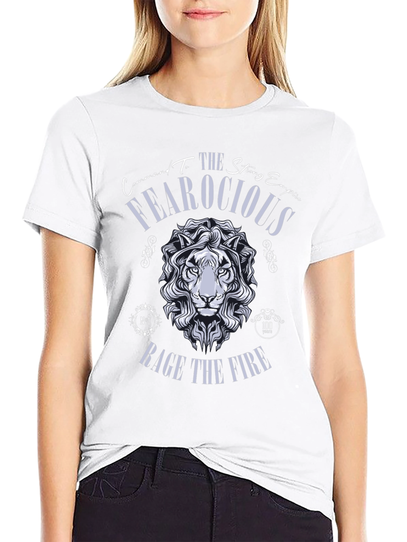 Black Fearocious Lion Graphic Print T-Shirt view 9