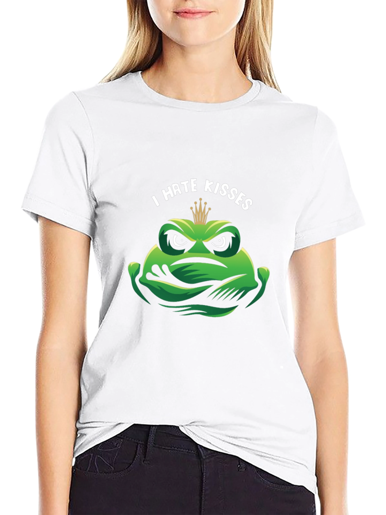 Black I Hate Kisses Frog Graphic T-Shirt view 9