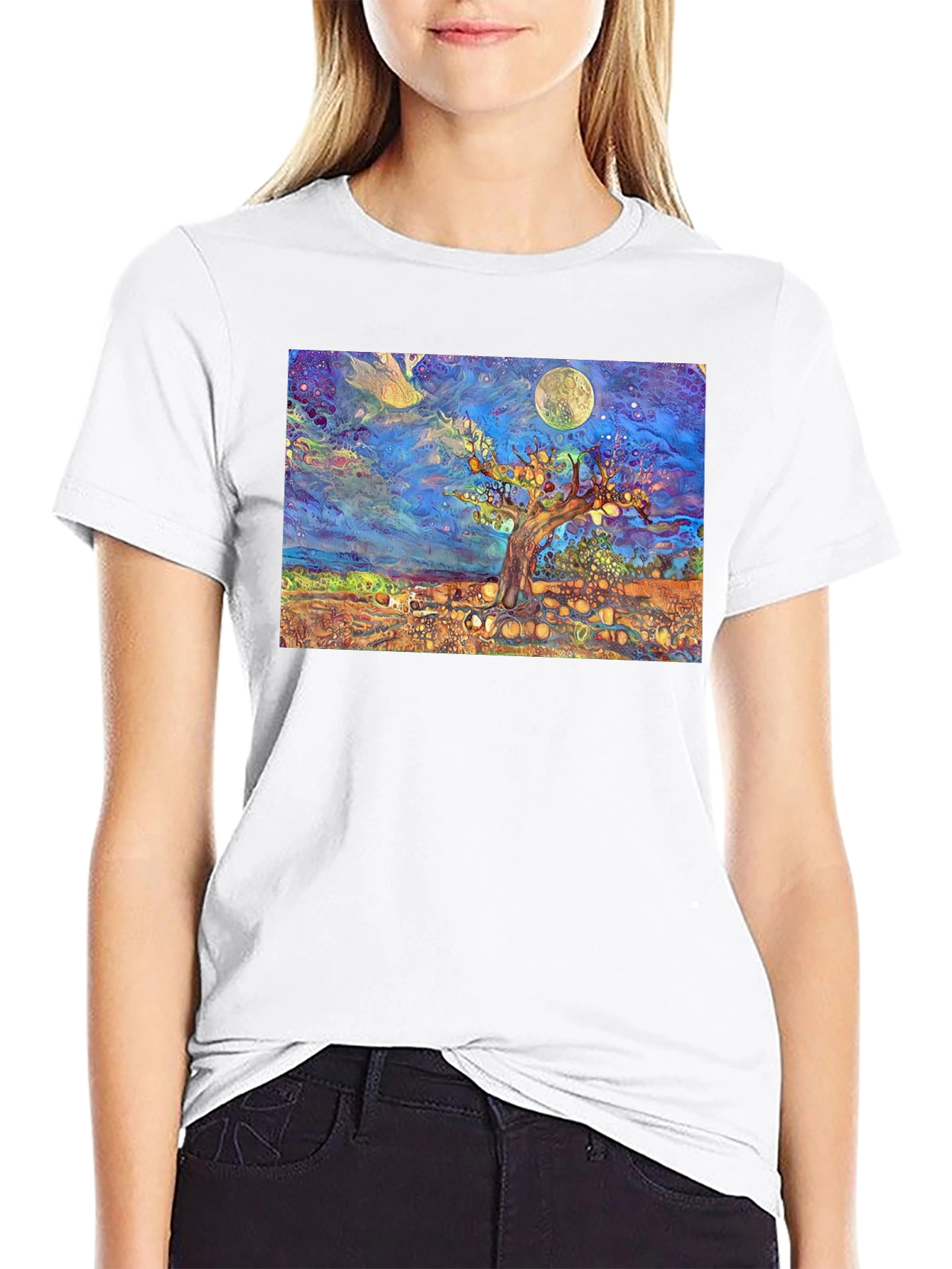 Black Psychedelic Tree of Life Graphic Tee view 9