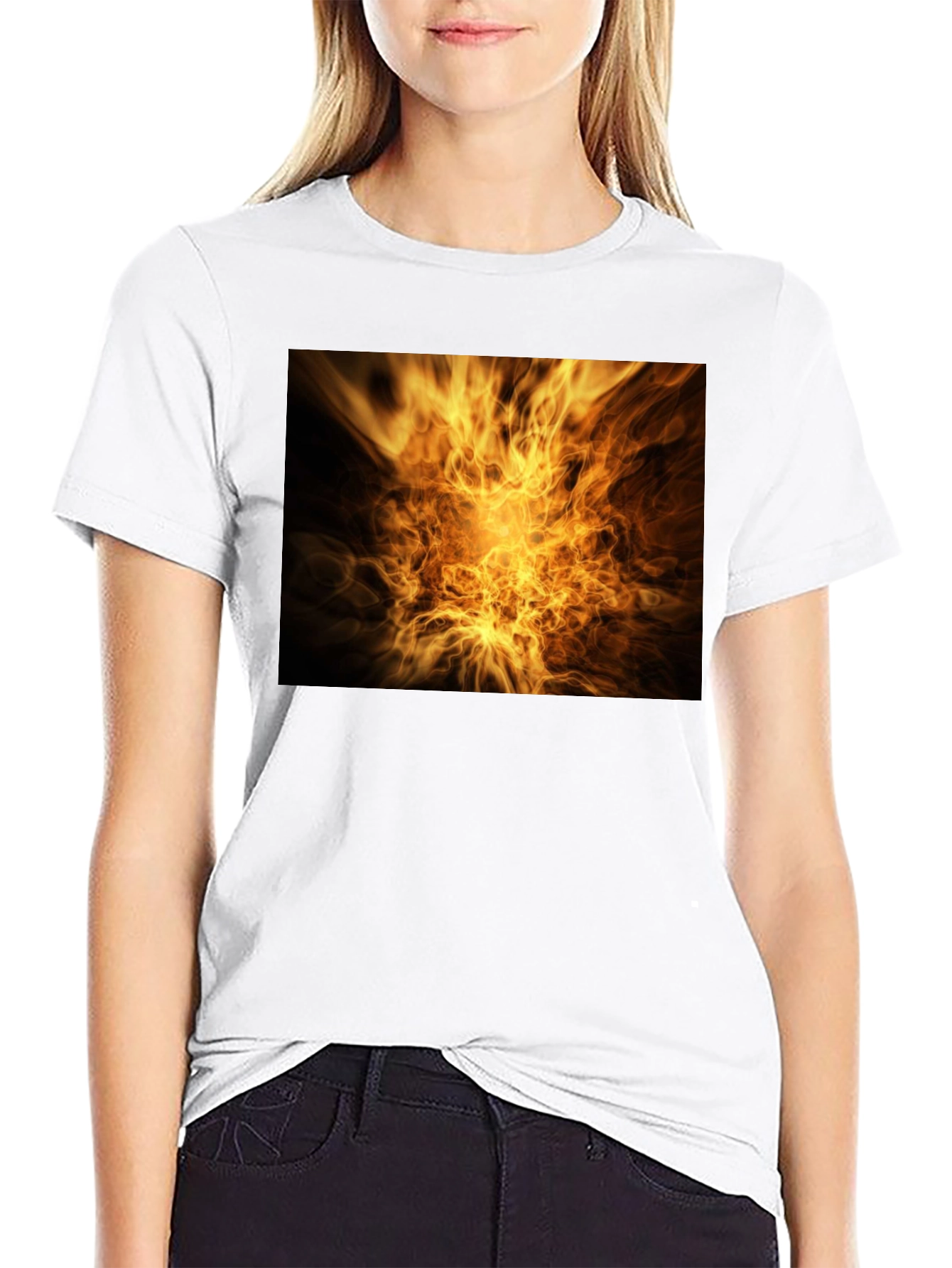 Black Fiery Vortex Graphic Tee - Bold Black T-Shirt view 9