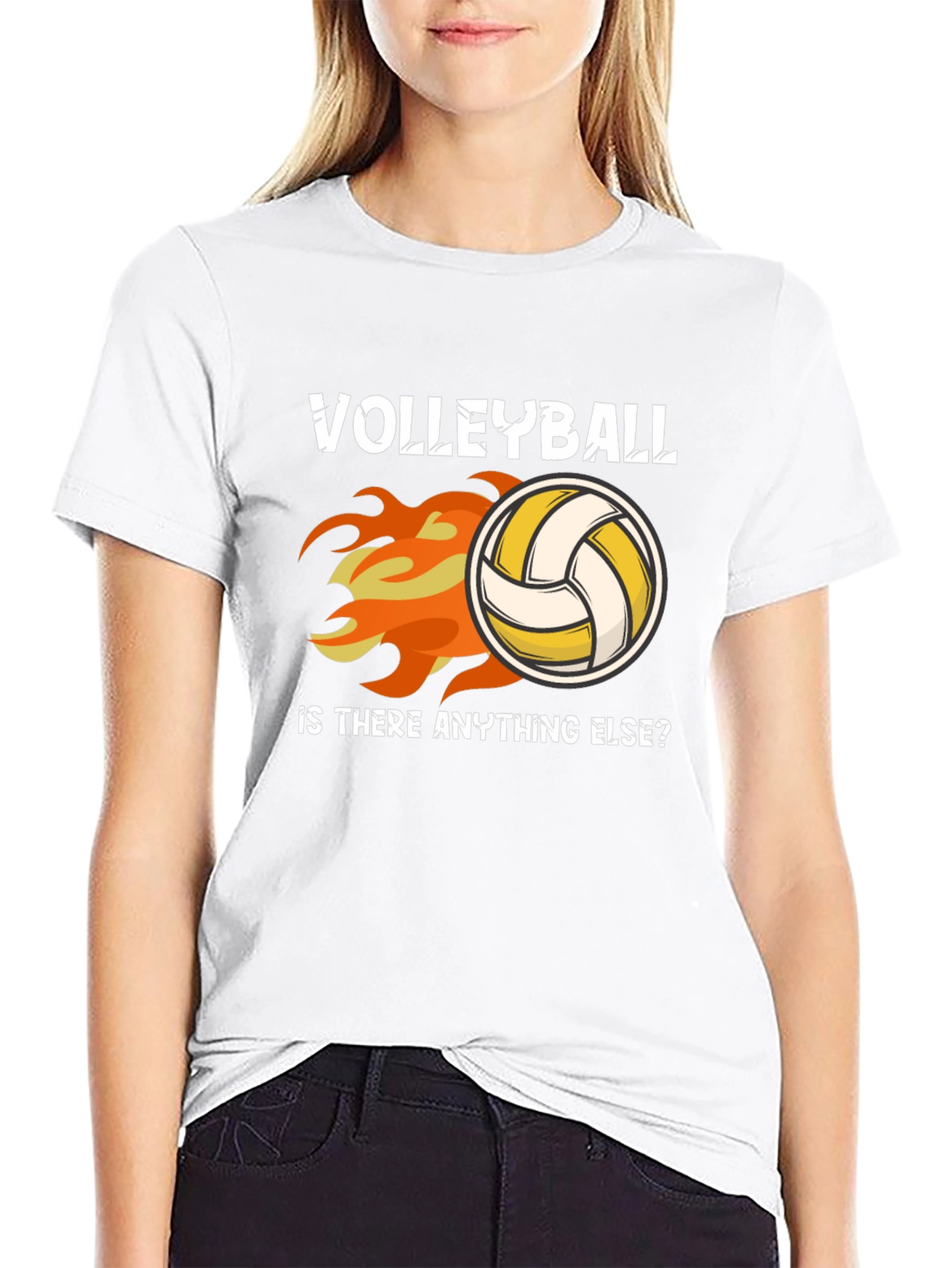 Black Volleyball Flames Graphic T-Shirt view 9