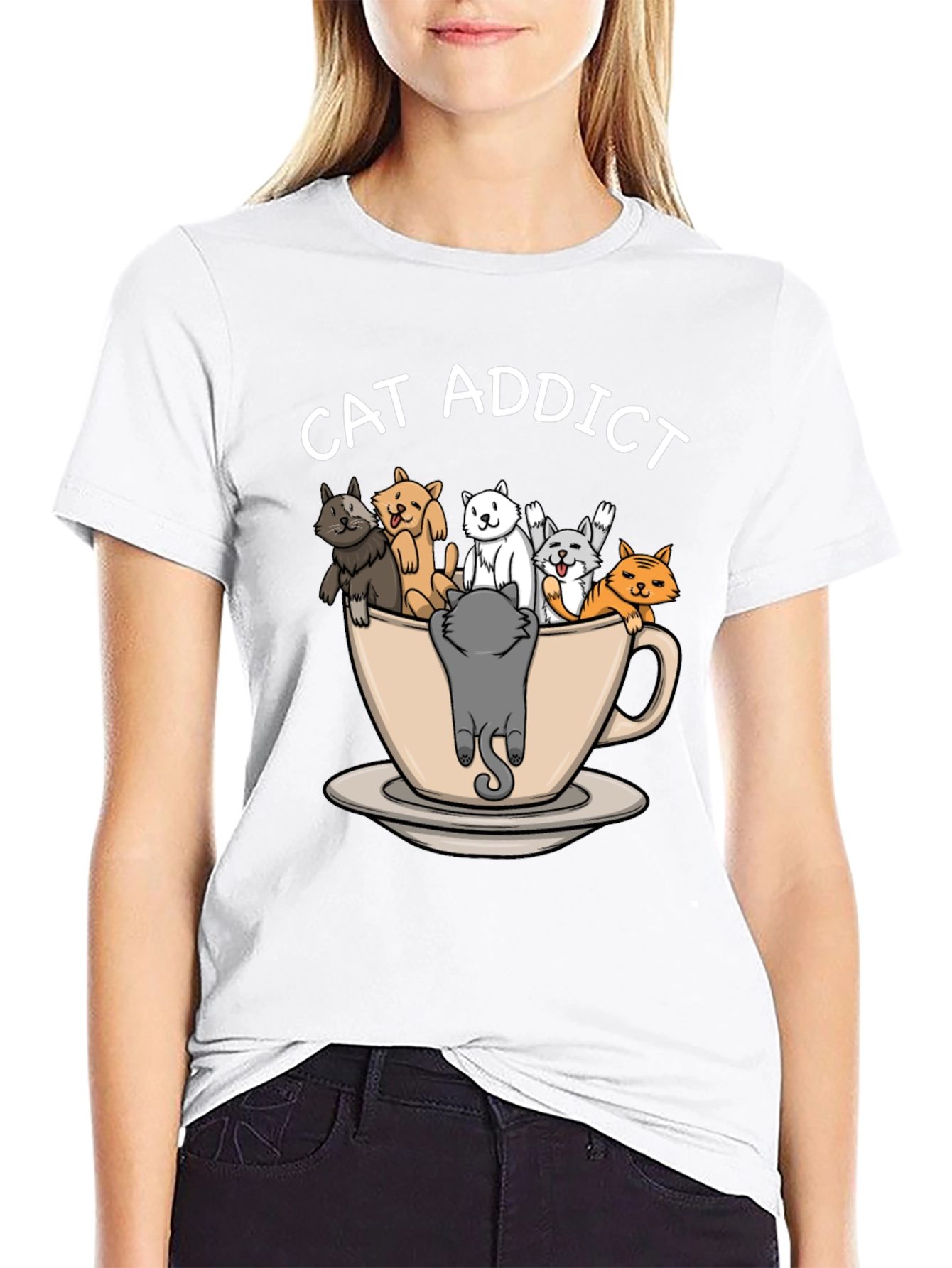 Black Cat Addict T-Shirt - Funny Cat Lover Tee view 9