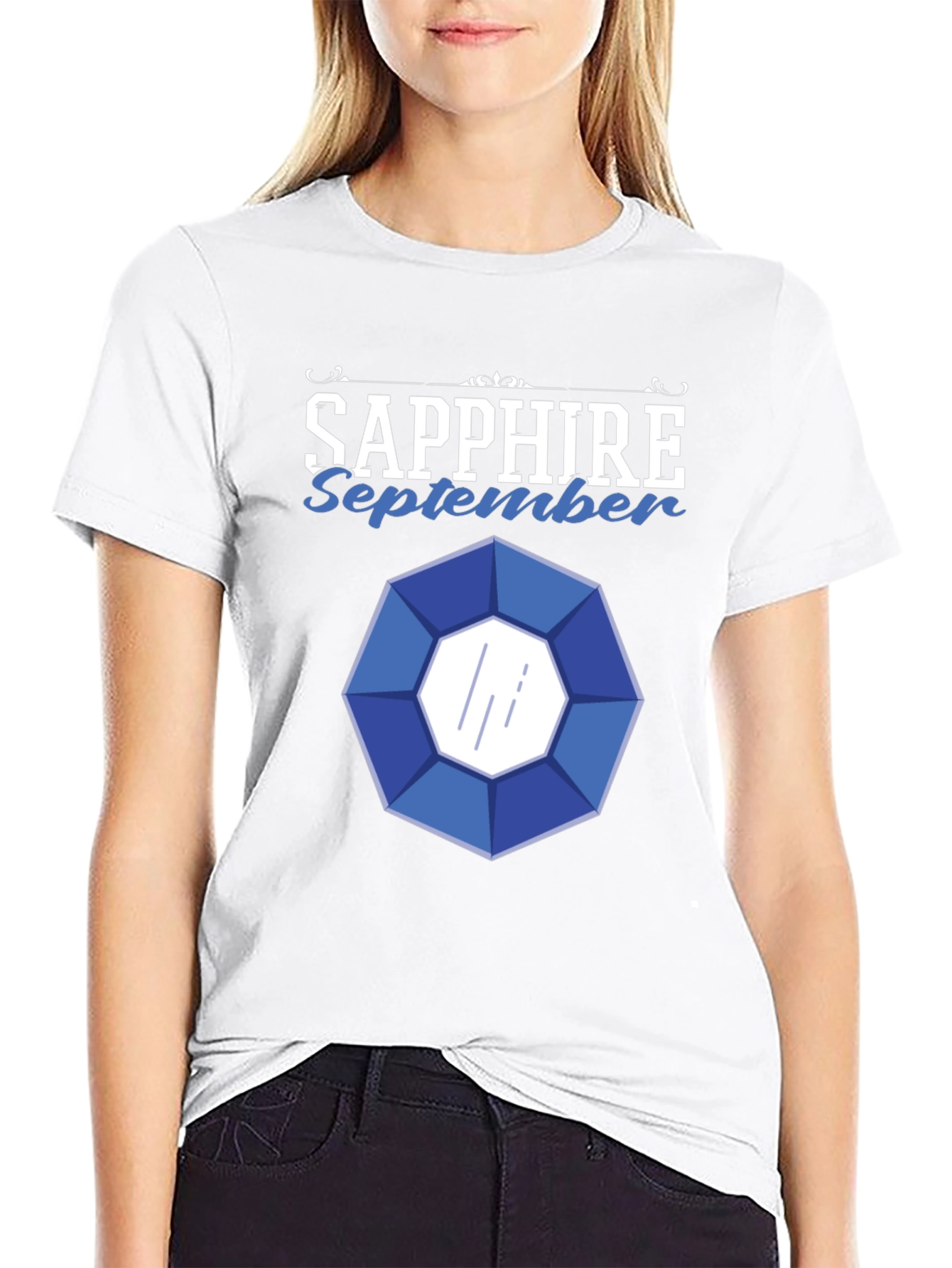 Black Sapphire September Gemstone Graphic T-Shirt view 9