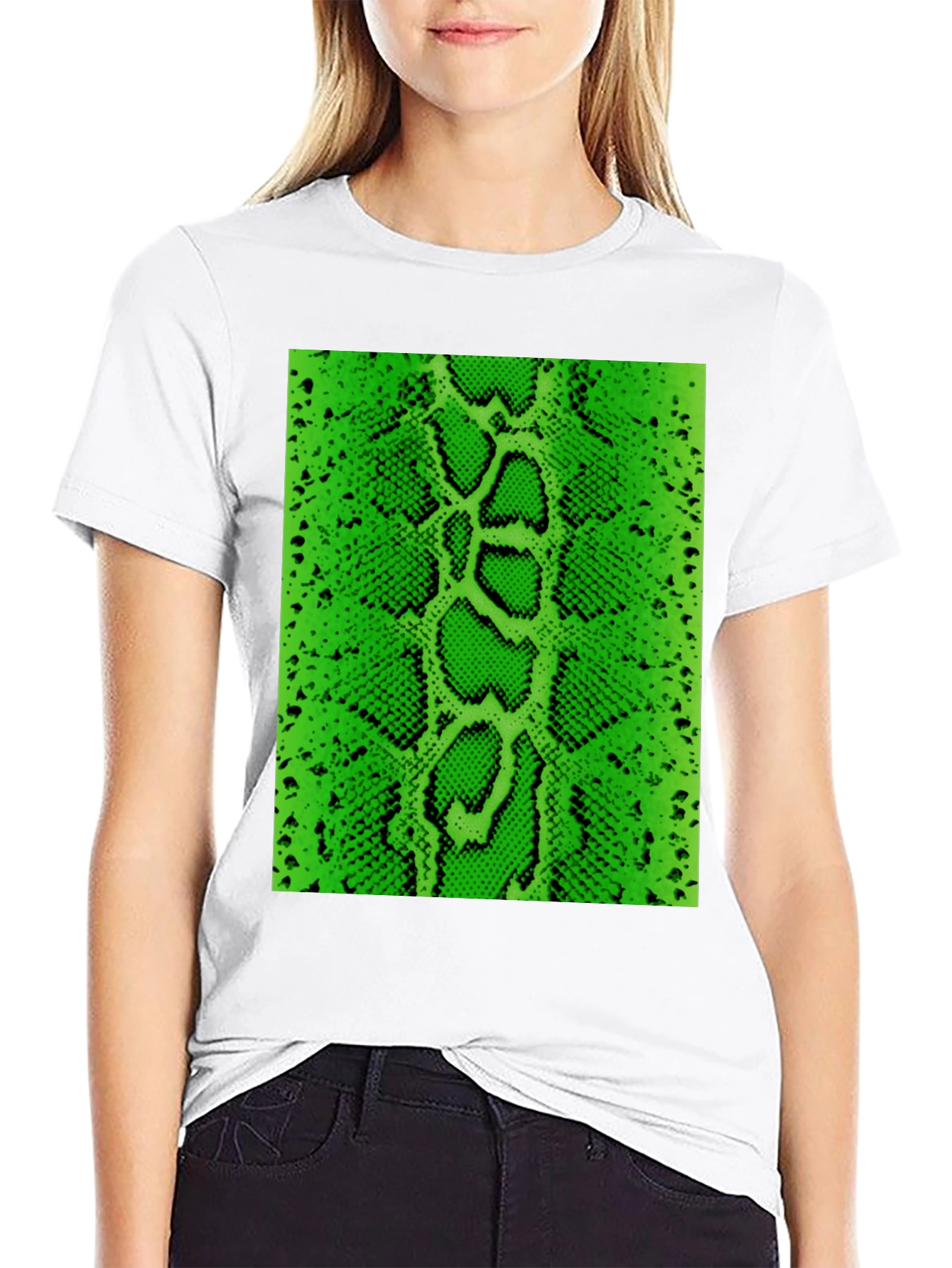 Black Green Snake Skin Graphic Tee - Bold Fashion Statement view 9