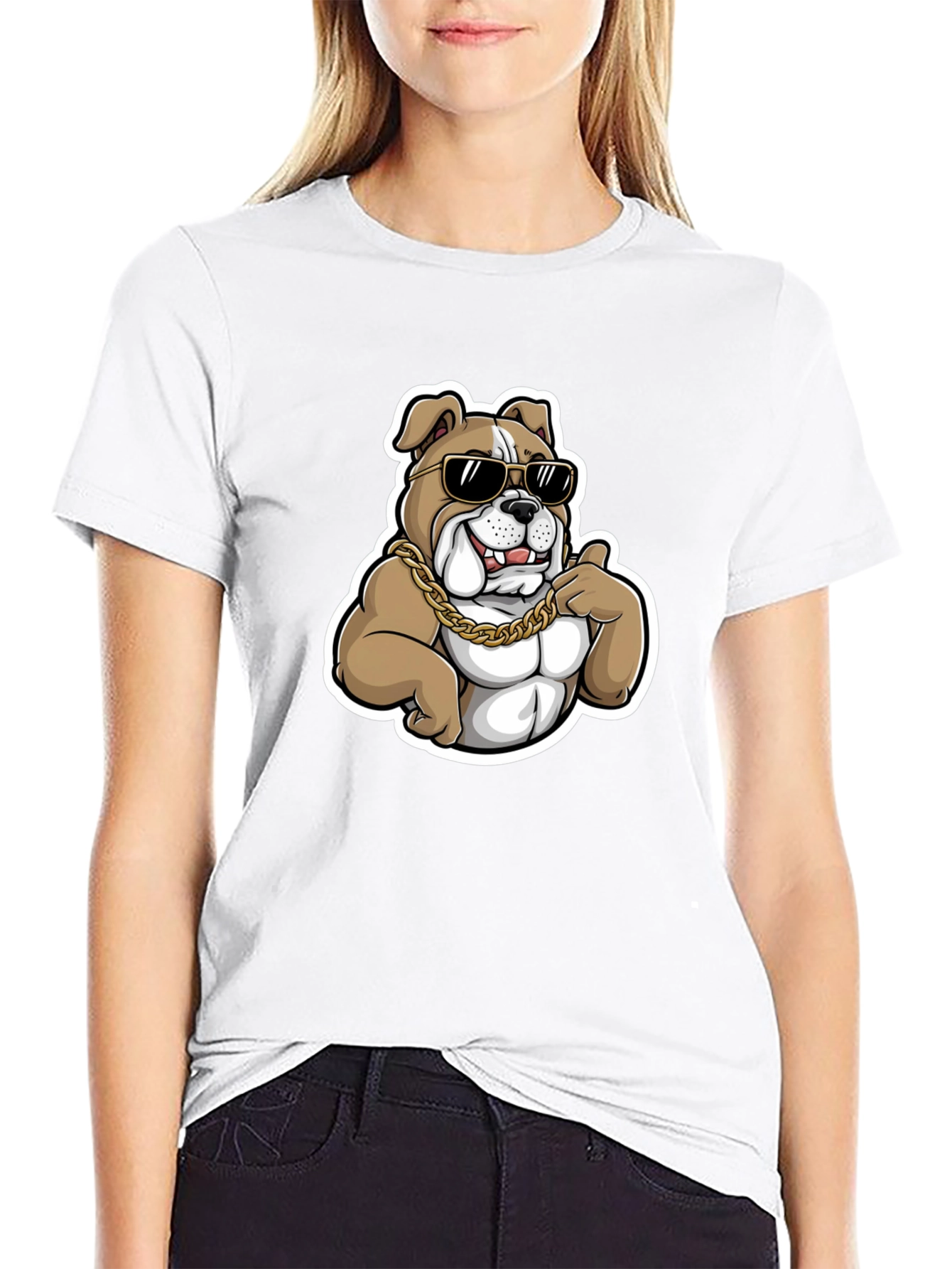 Black Cool Bulldog T-Shirt - Black Cotton Blend view 9