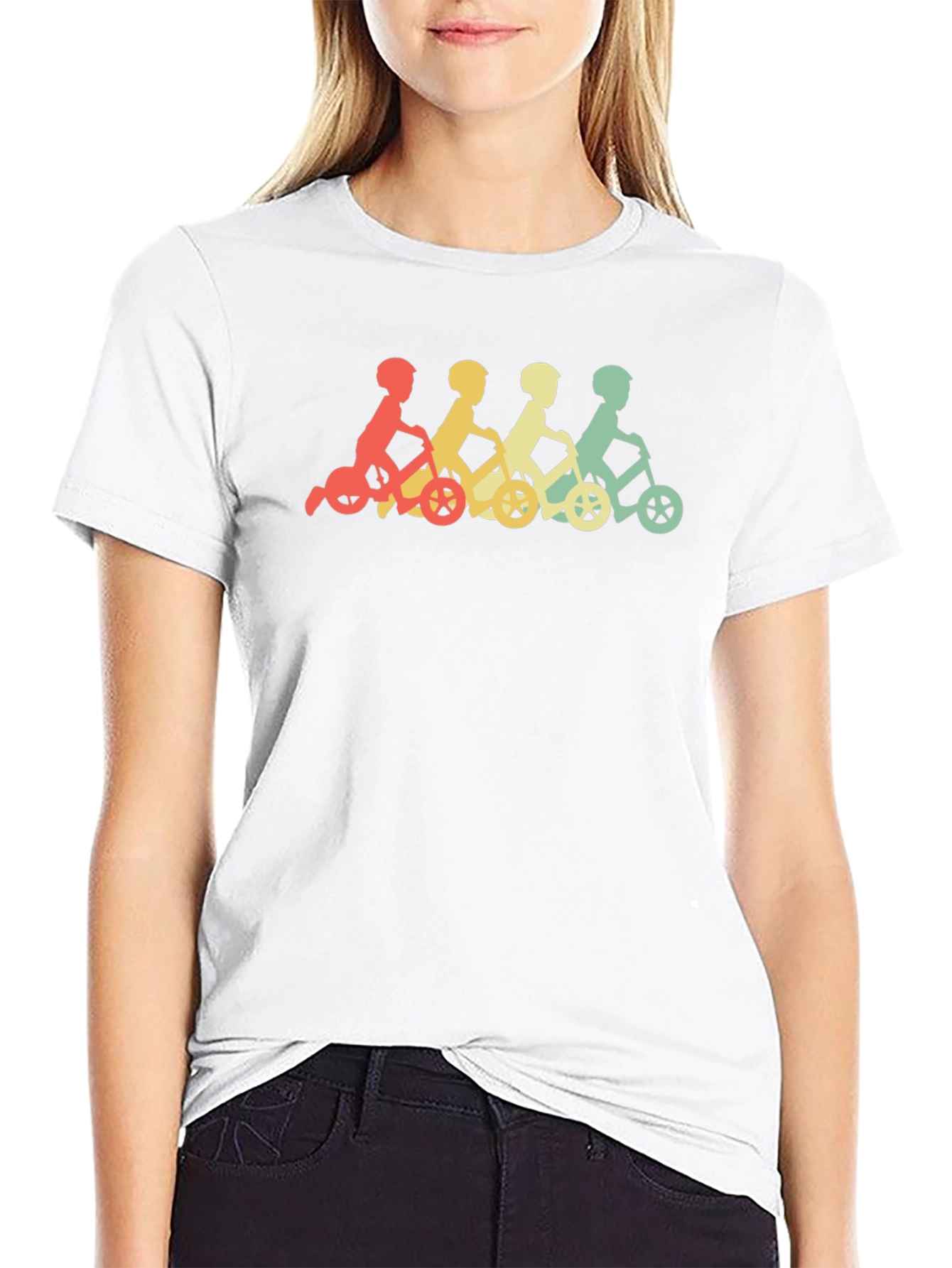 Black Retro Kids on Tricycles Graphic Tee view 9