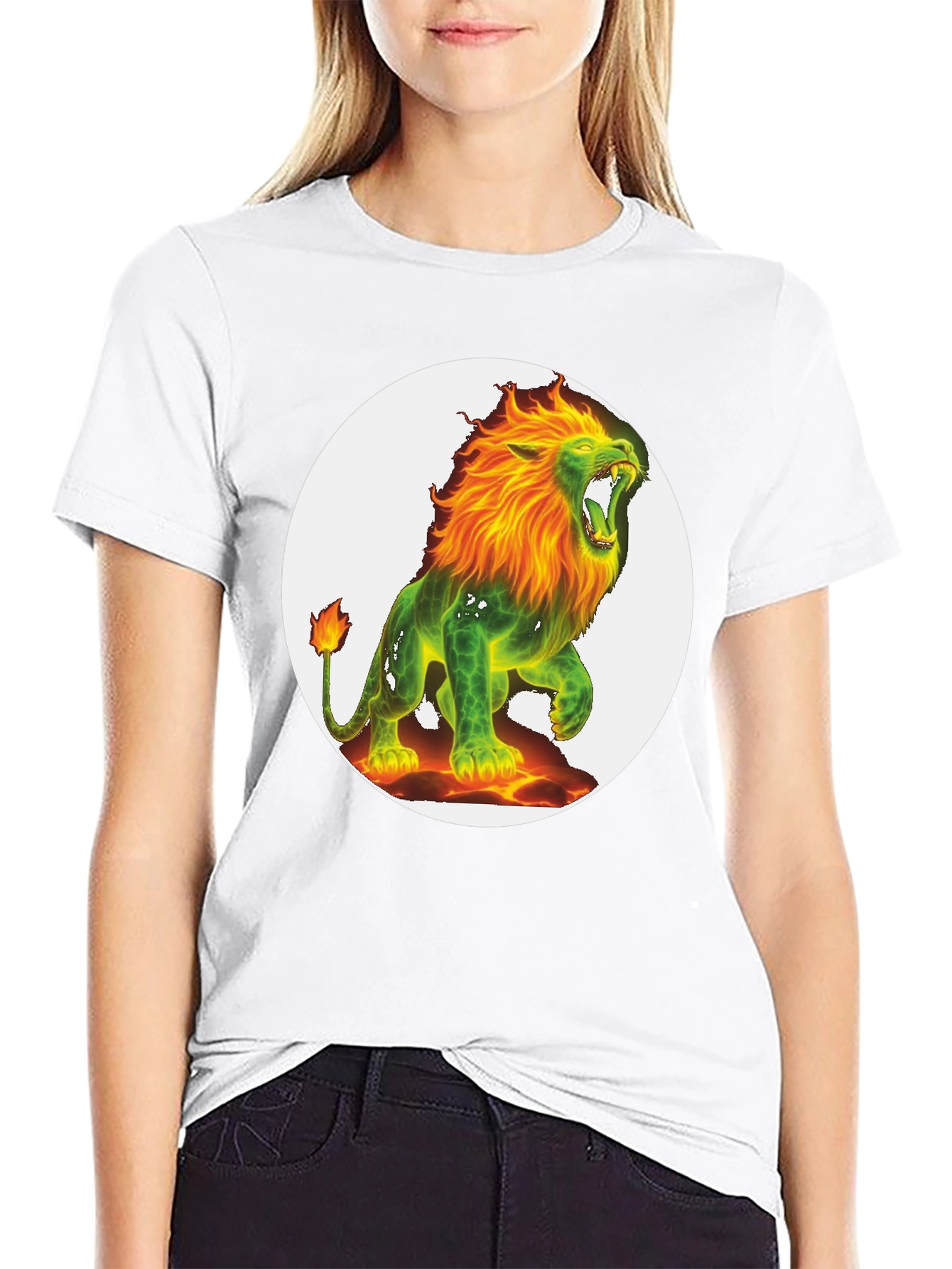 Black Fiery Lion Graphic Tee - Bold & Unique Design view 9