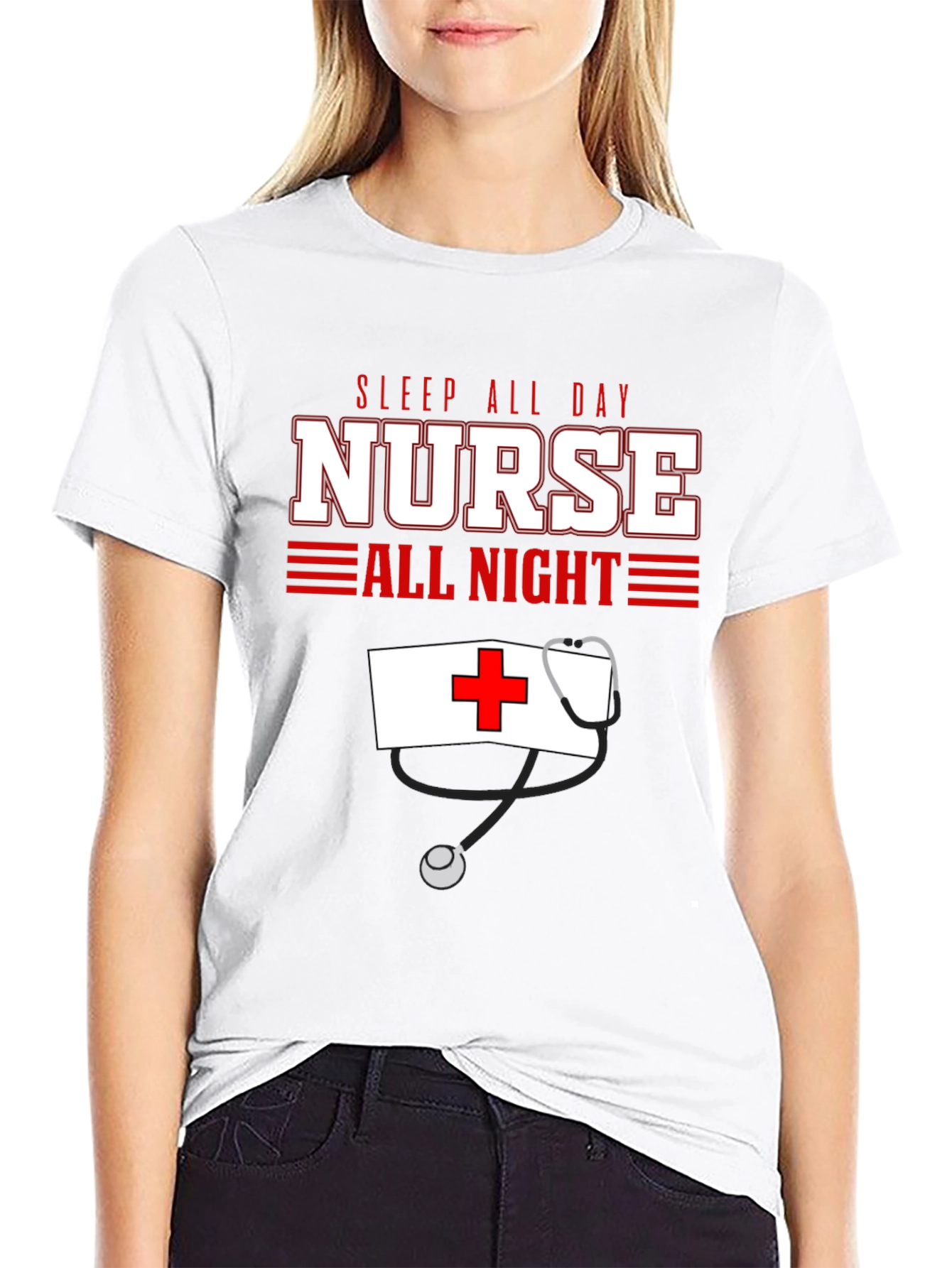 Black Sleep All Day Nurse All Night T-Shirt view 9