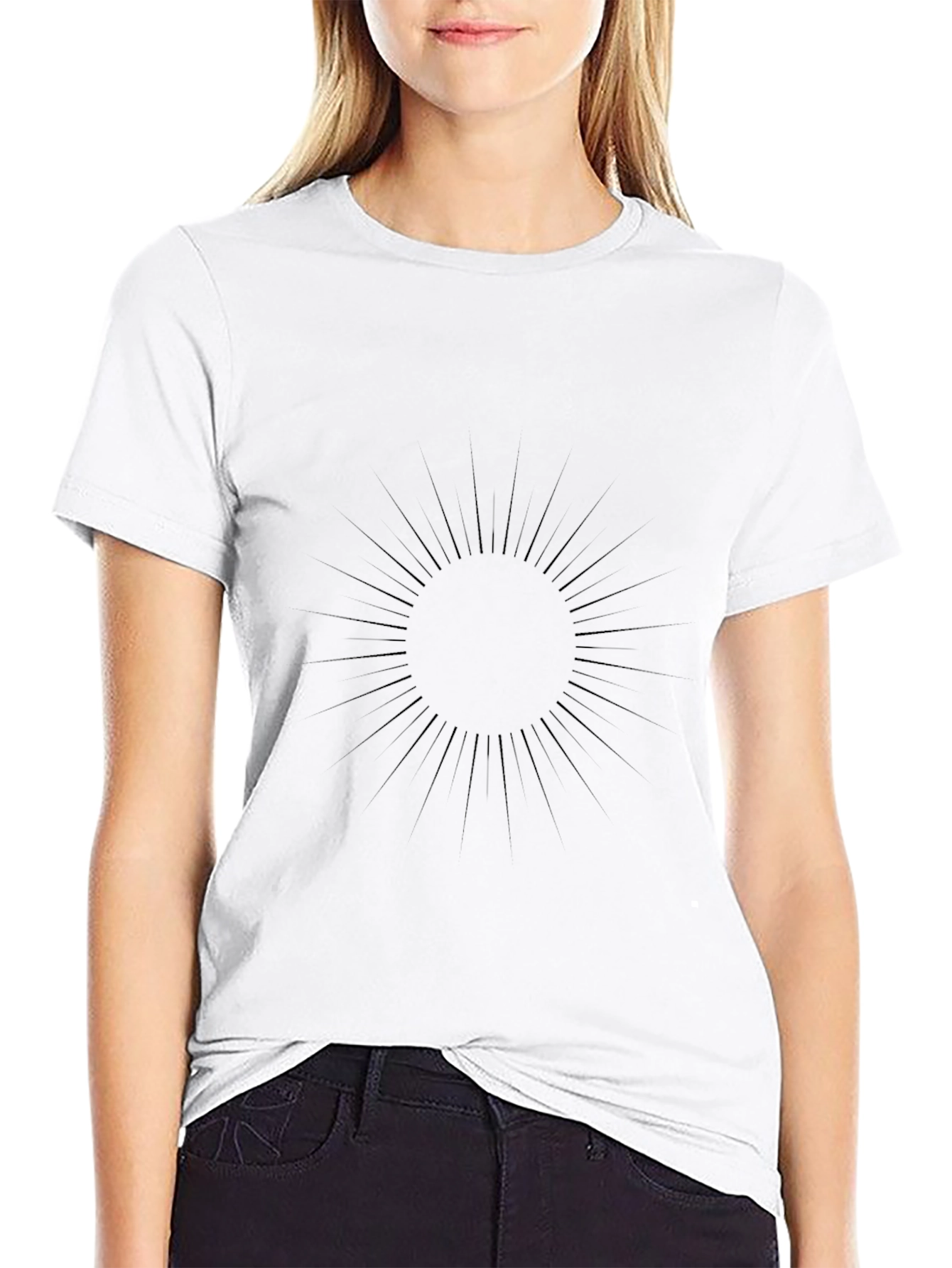 Black Men's Black Graphic Tee - Sunburst Design view 9