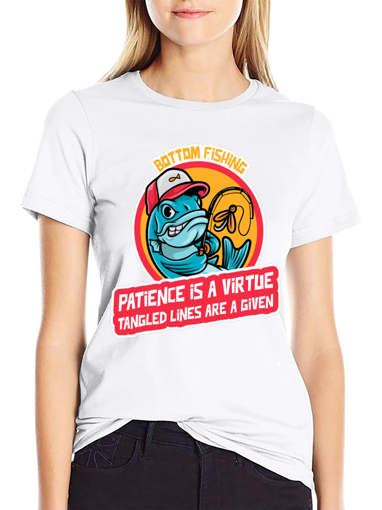 Funny Fishing T-Shirt: Bottom Fishing Patience Design - 9