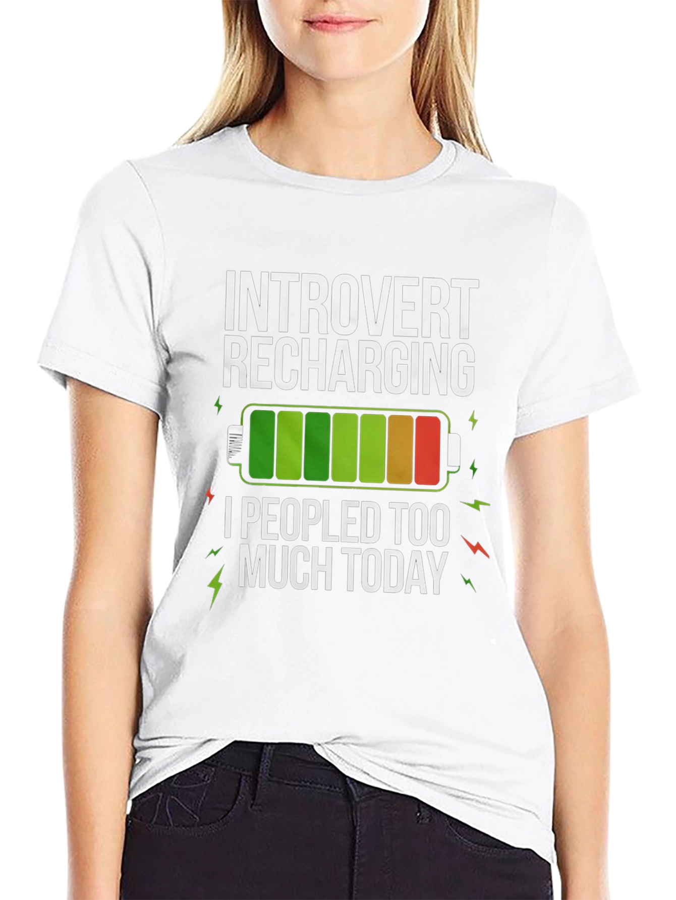 Black Introvert Recharging Funny Graphic T-Shirt view 9