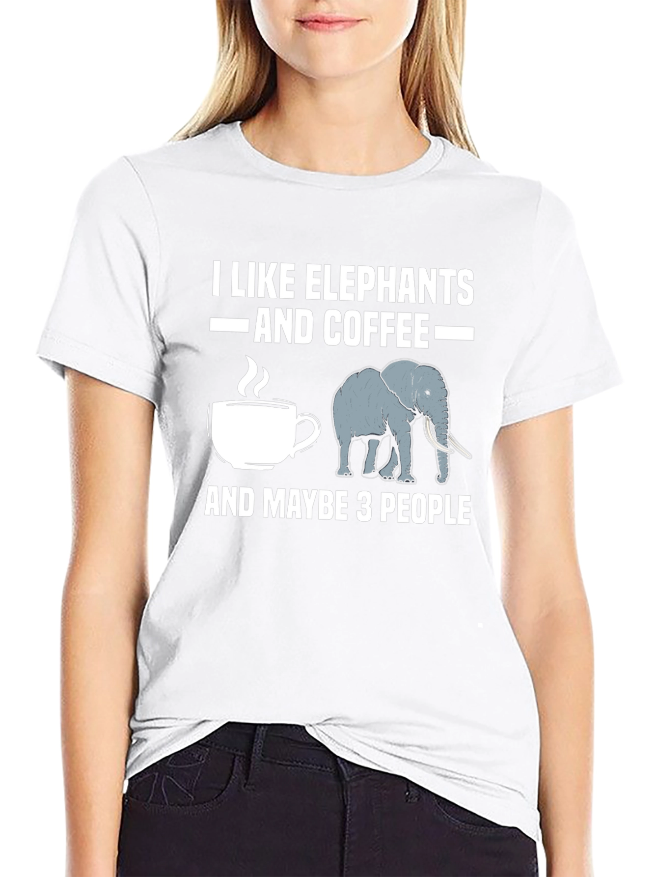 Black I Like Elephants and Coffee T-Shirt view 9
