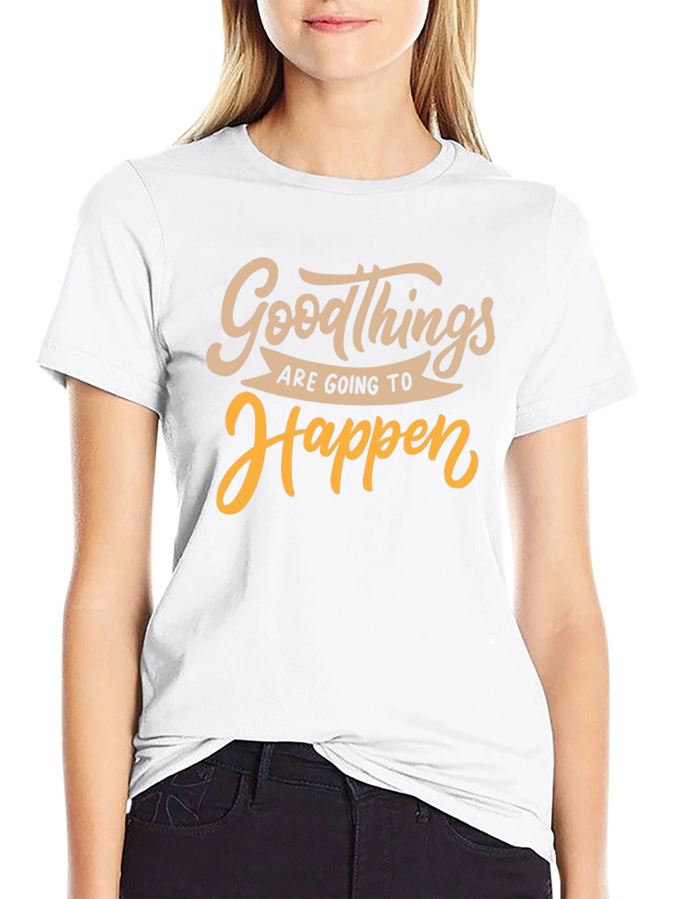 Black Good Things Happen Black Graphic Tee view 9