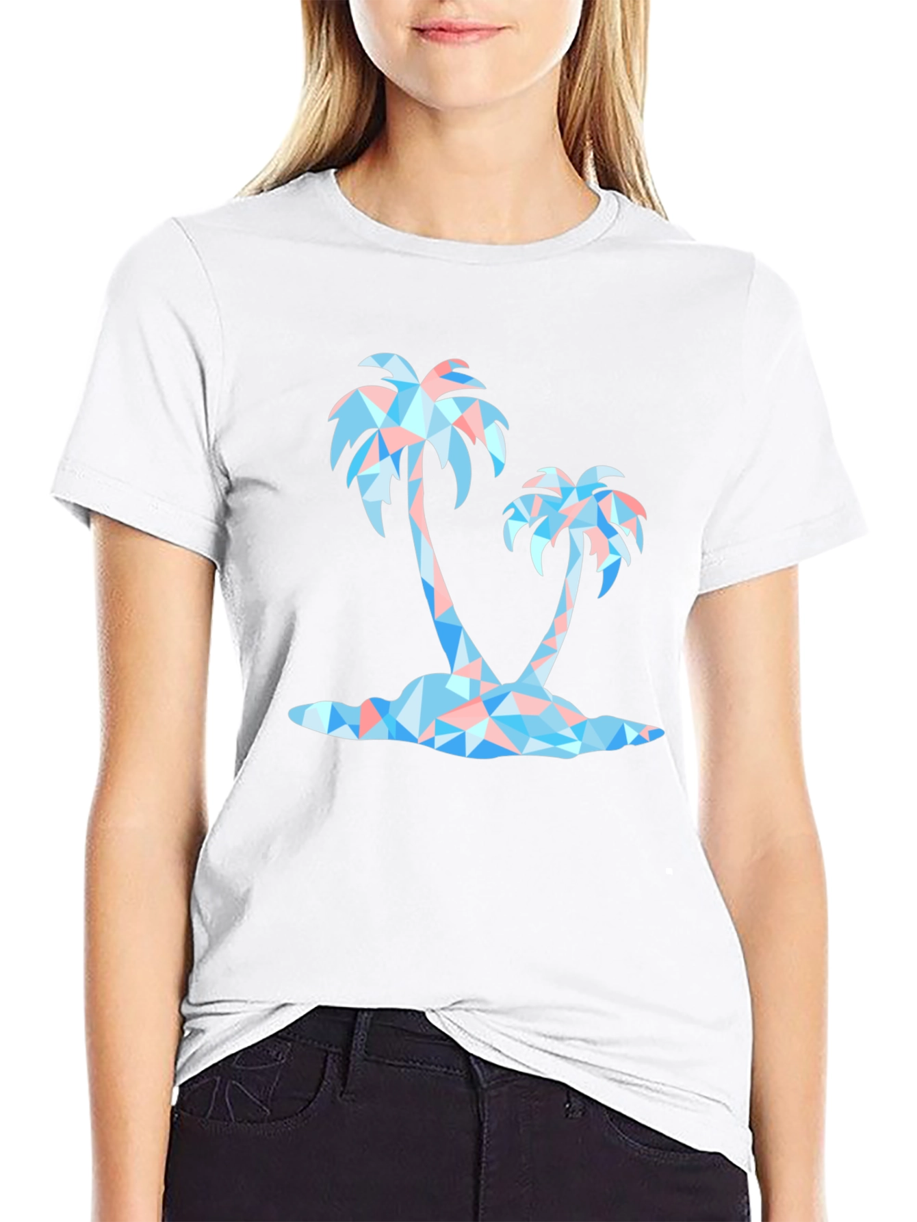 Black Geometric Palm Tree Black Graphic Tee view 9