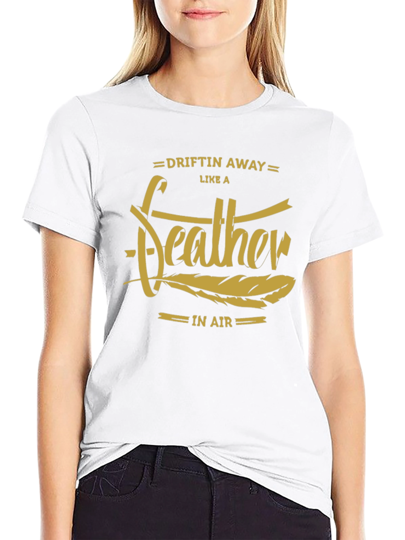 Black Driftin' Away Feather Graphic T-Shirt view 9