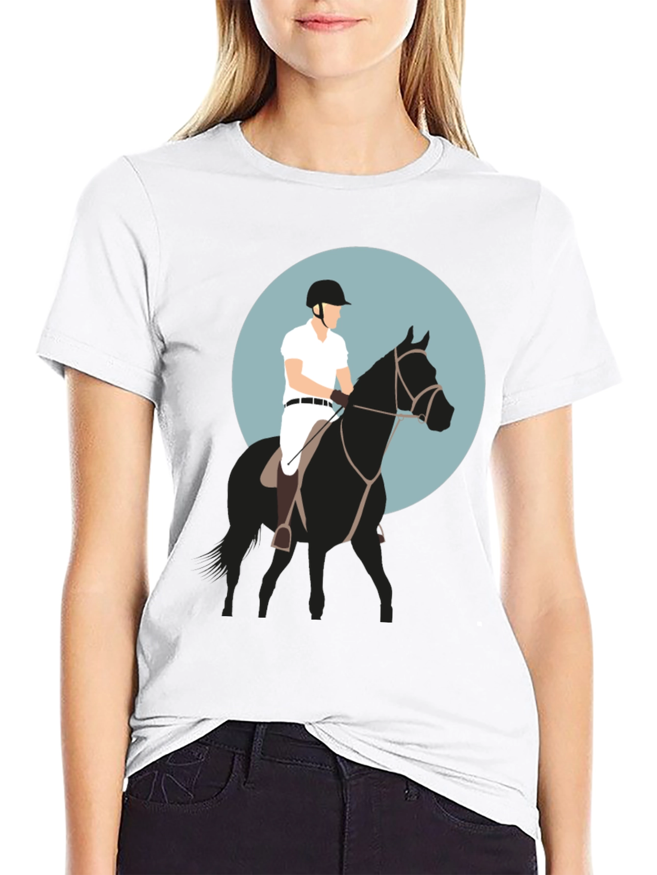 Black Equestrian Rider Graphic Tee - Black T-Shirt view 9