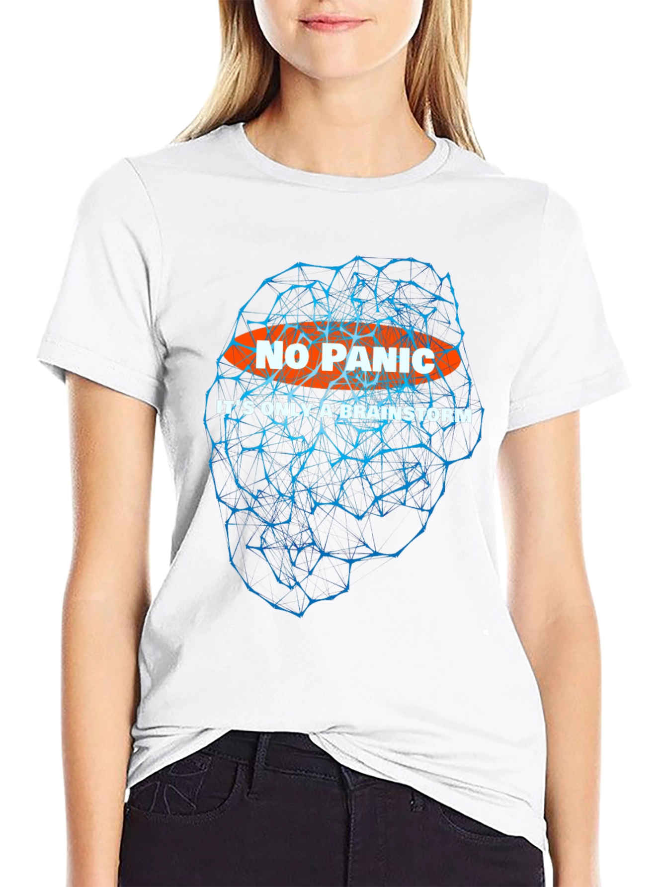 Black No Panic Brainstorm T-Shirt - Black Graphic Tee view 9