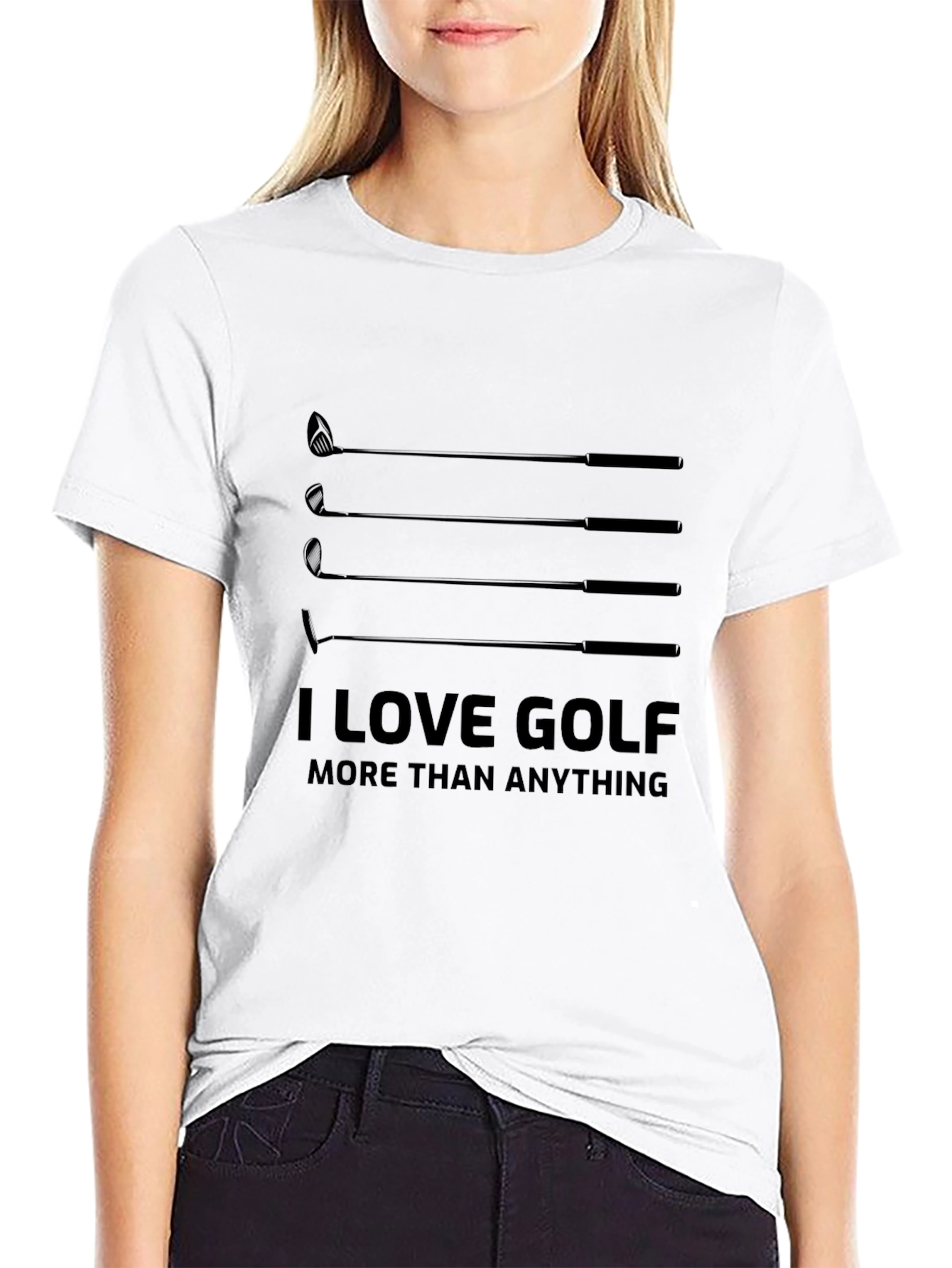 Black I Love Golf T-Shirt - Golf Clubs & Humorous Saying view 9