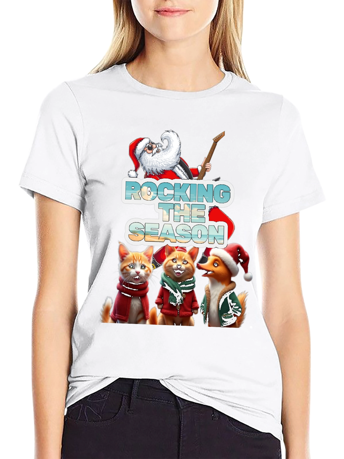 Black Rocking the Season Holiday Tee view 9