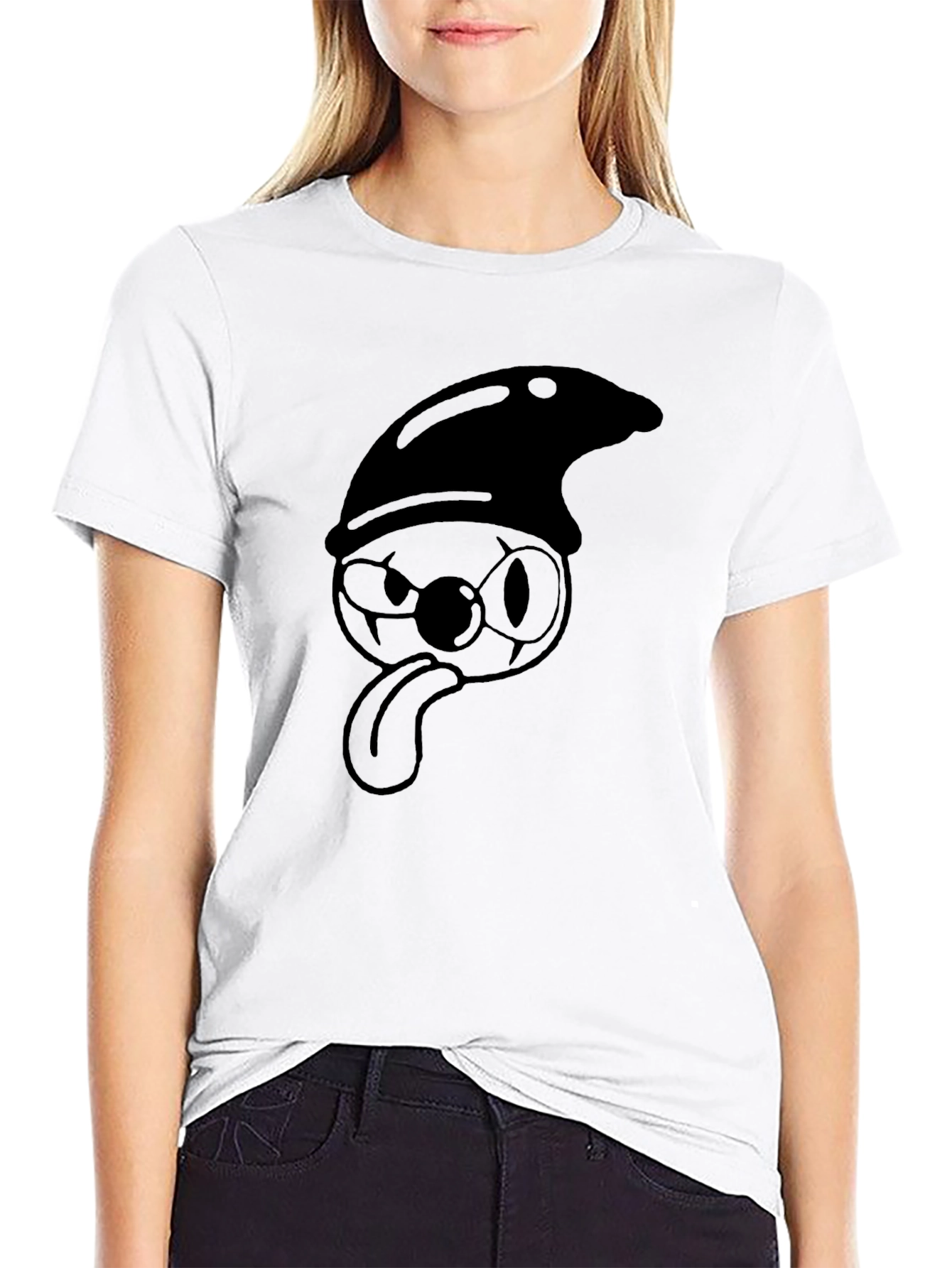 Black Funny Cartoon Character T-Shirt - Black view 9