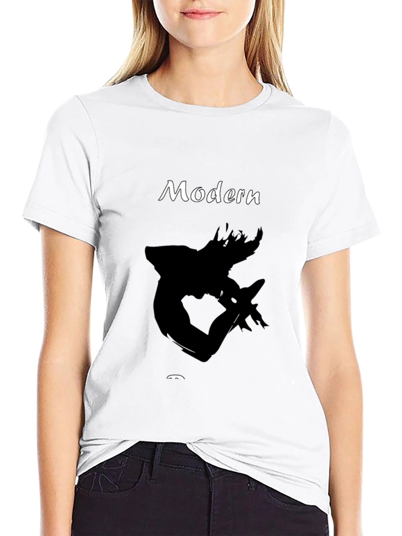 Black Modern Graphic Print Black T-Shirt view 9