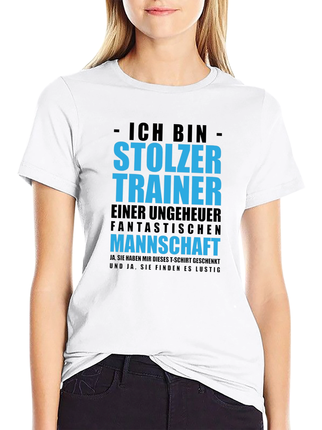 Black Proud Trainer T-Shirt - German Text Design view 9