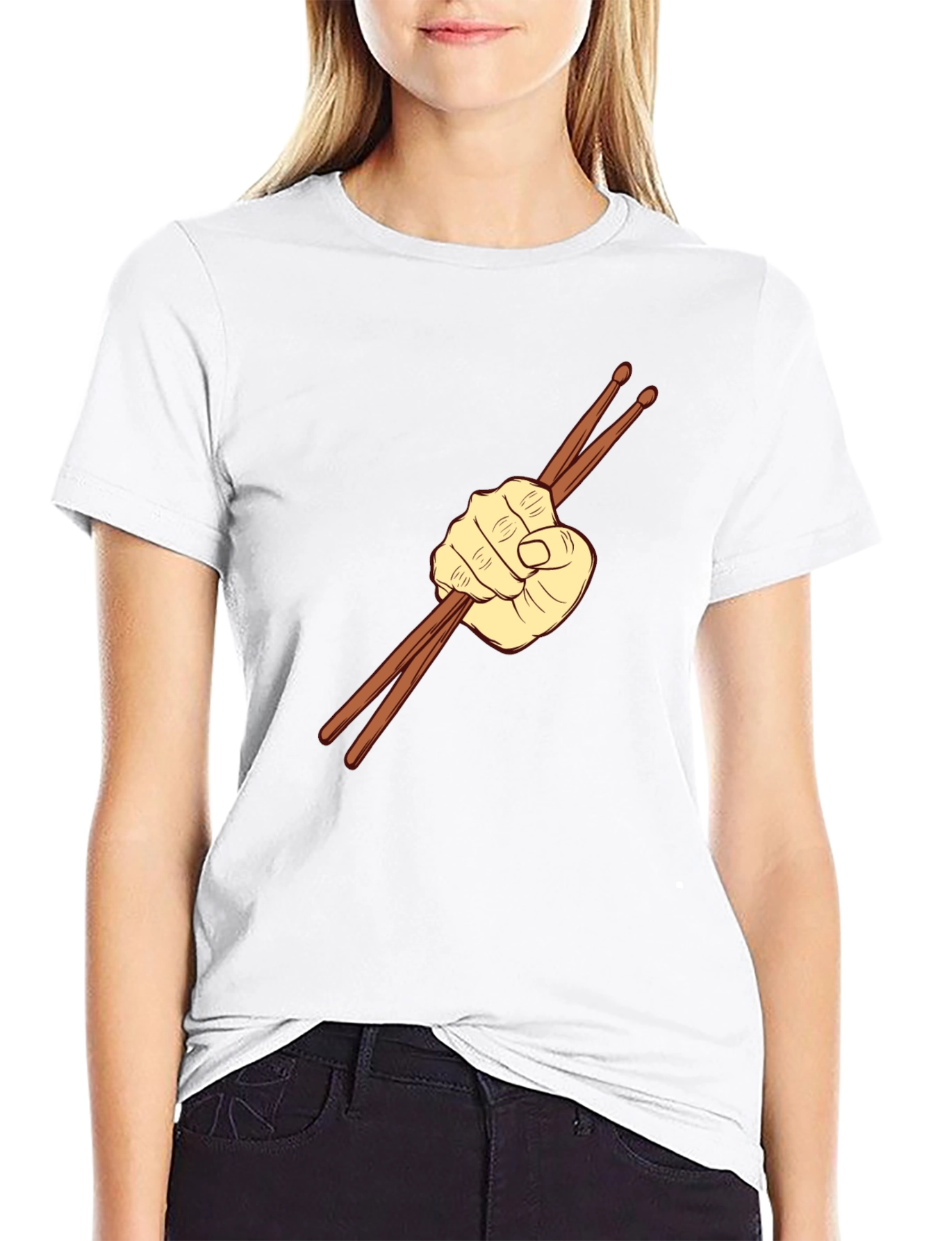 Black Drummer's Fist Graphic Tee - Black Cotton Comfort view 9