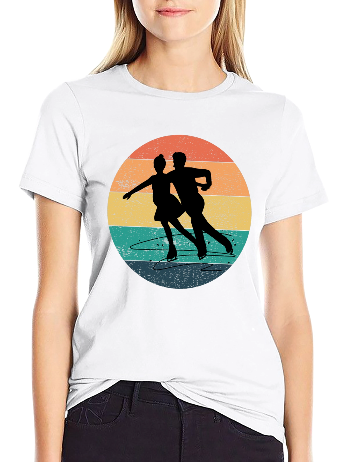 Black Vintage Figure Skating T-Shirt - Retro Style view 9