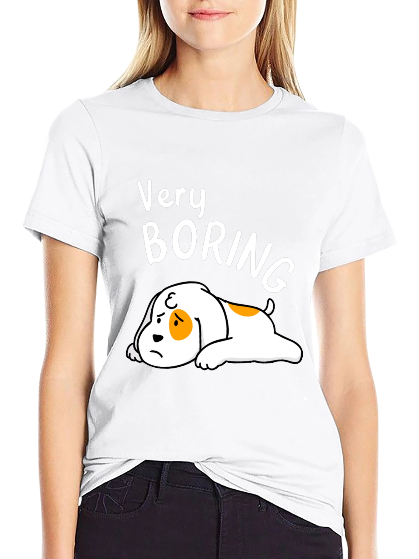 Black Funny Very Boring Dog Graphic Tee view 9